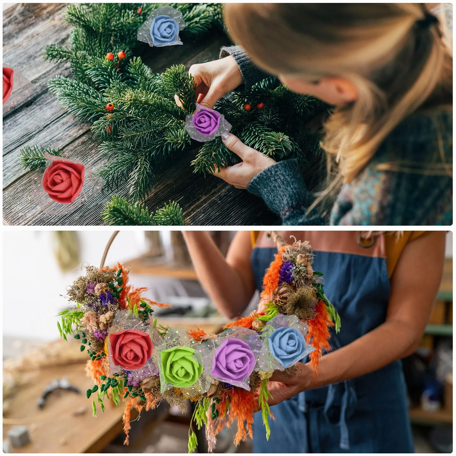 PATIKIL Mini główki sztucznych róż 2,49 cm, 144 szt. luzem łodygi piankowe sztuczne róże z gazą do bukietu ślubnego butonierk ciast rękodzieła dekoracji domu i imprez, czarne
