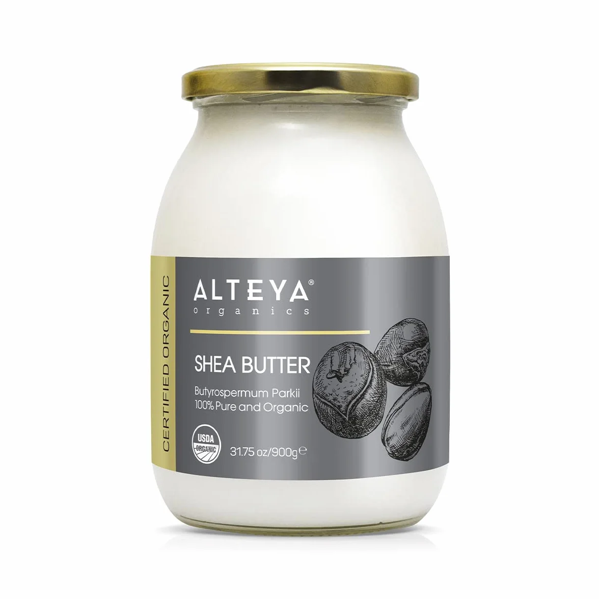 Alteya Bio masło shea 900g – 100% certyfikat USDA Organic, czyste naturalne rafinowane masło shea (Butyrospermum Parkii)