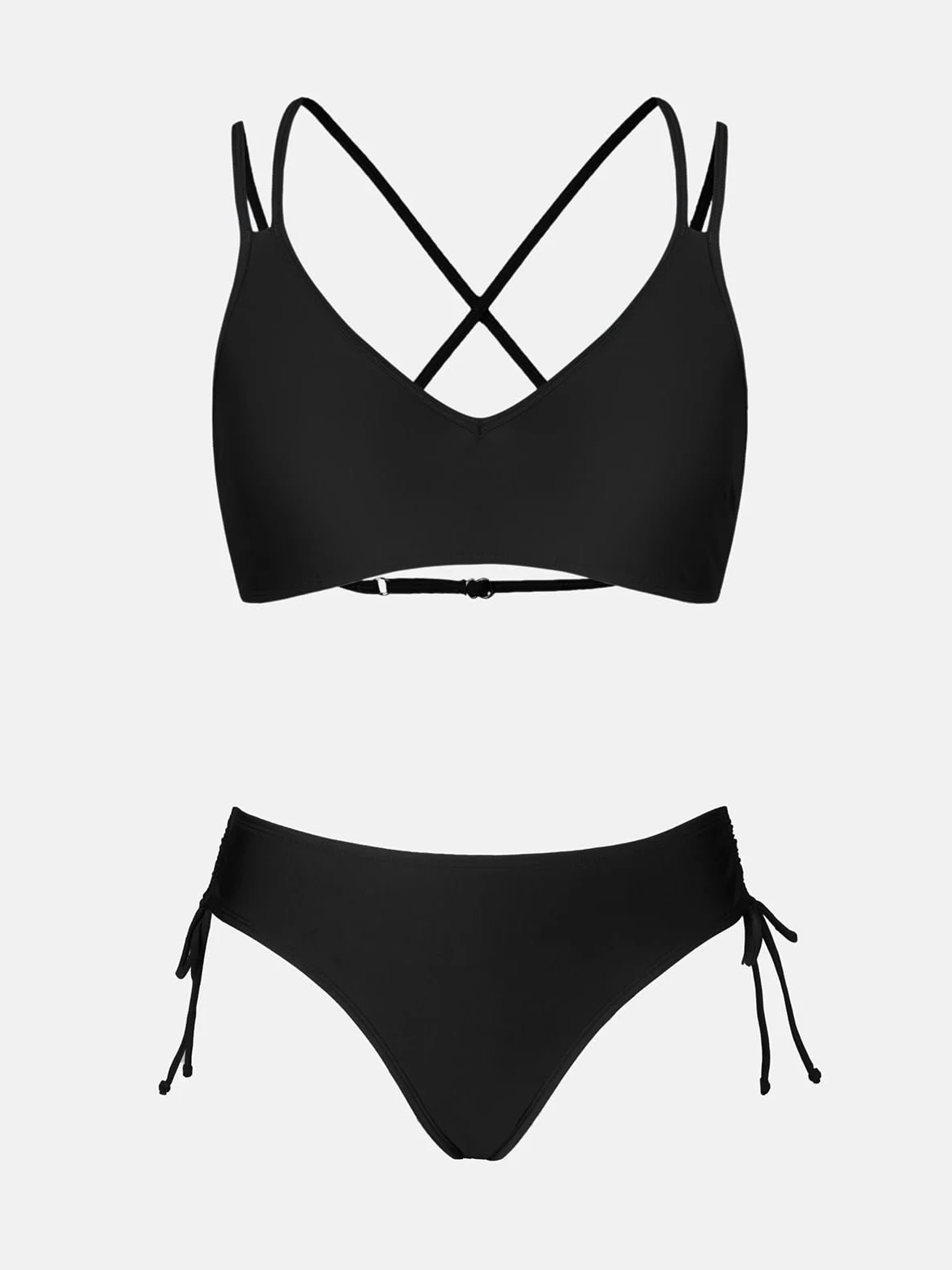 CUPSHE Damski strój kąpielowy bikini zestaw dwuczęściowy strój kąpielowy krzyżowe plecy paski boczne z podwójnymi ramiączkami spaghetti