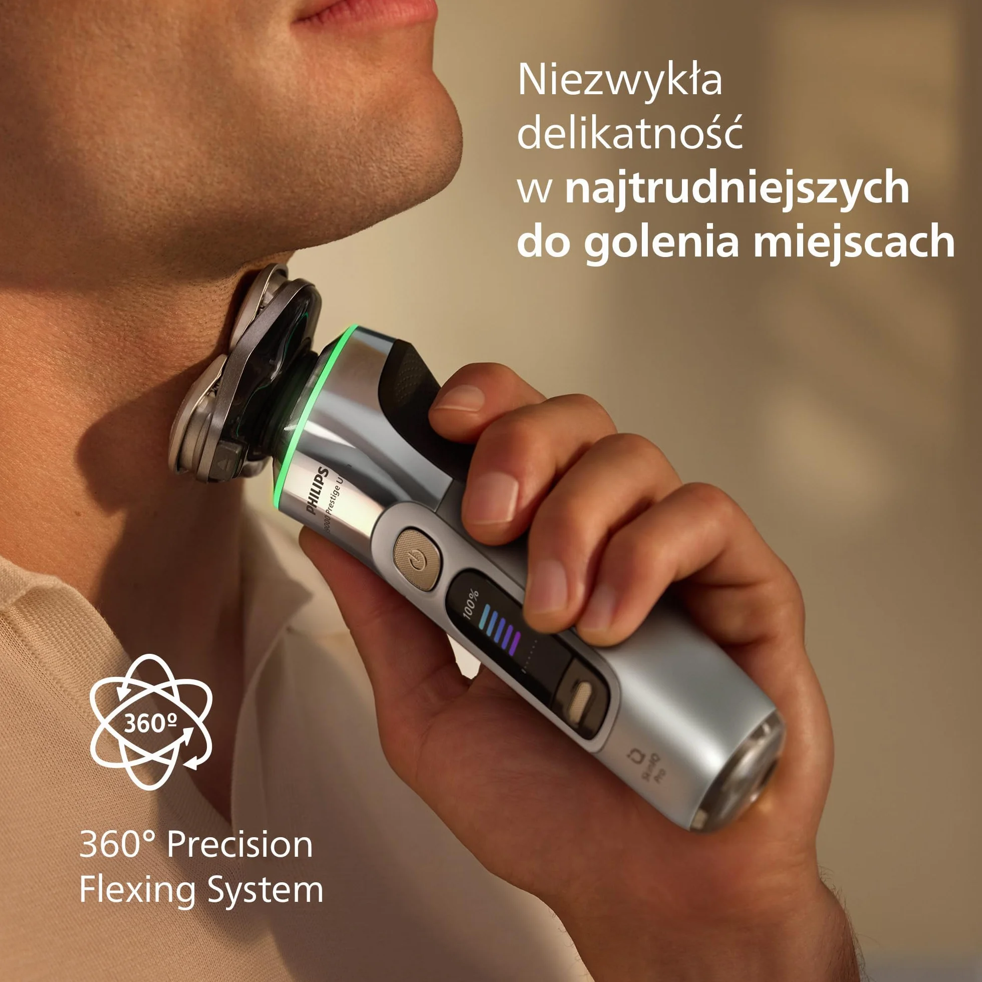 Philips Shaver i9000 Prestige Ultra, golarka elektryczna do golenia na sucho i mokro z technologią Skin IQ Pro, System Triple Lift & Cut, obrotowe 360º ostrza, 5 trybów golenia, Model XP9404/38