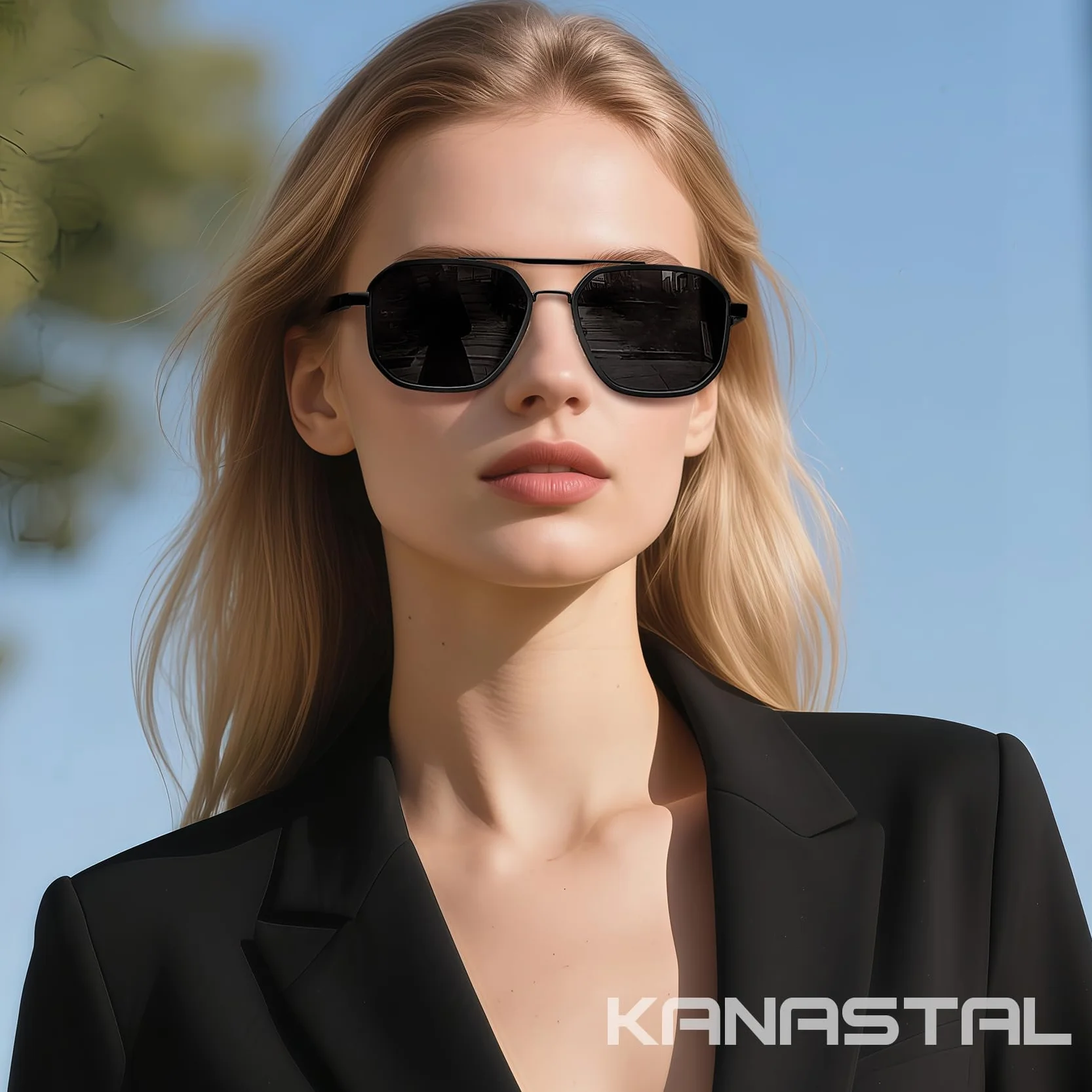 KANASTAL Okulary przeciwsłoneczne Męskie damskie Spolaryzowane UV400 Klasyczne Kwadratowe Metalowe Ramki Sunglasses z Miękkimi Zausznikami