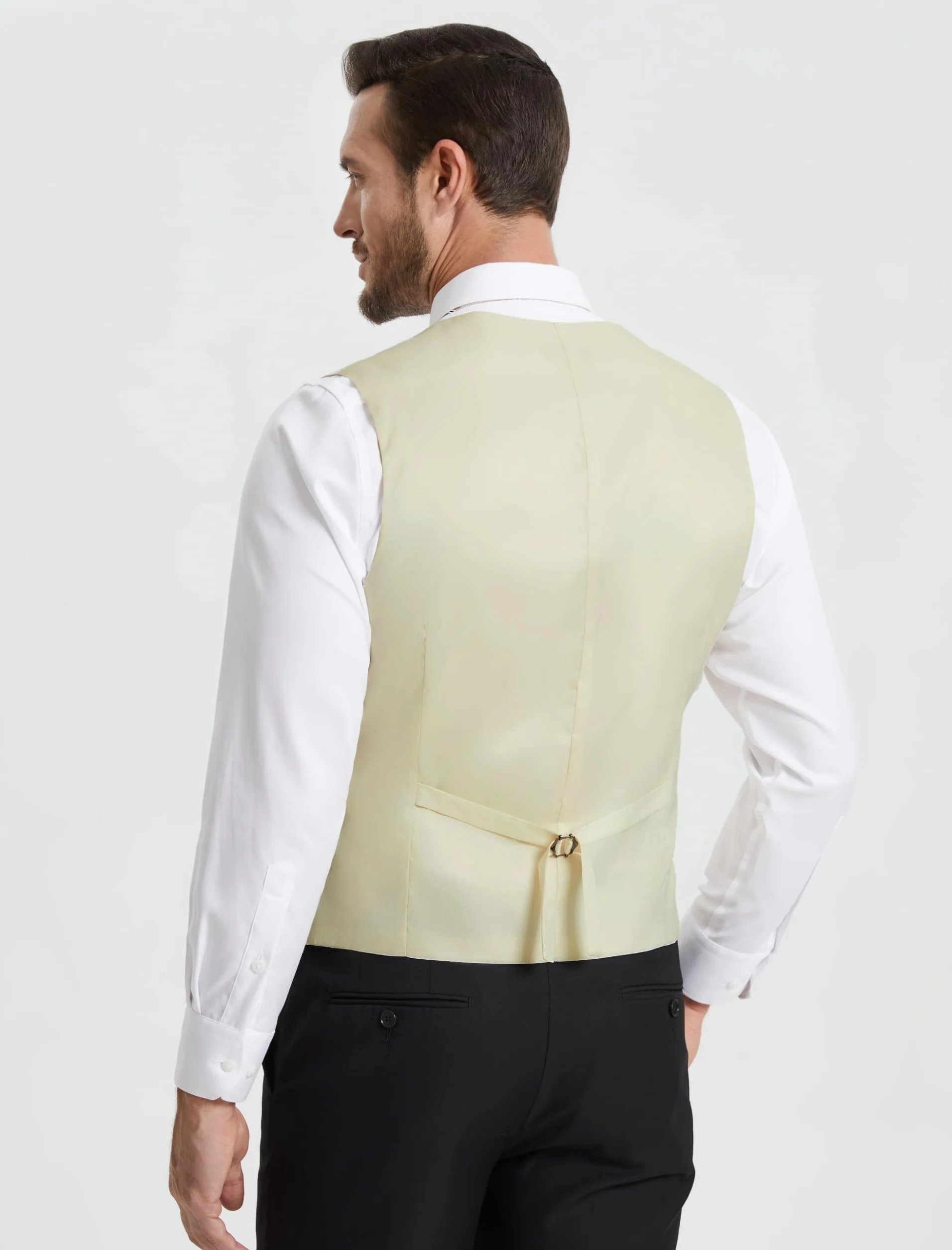 HISDERN Kamizelka garniturowa męska, elegancka kamizelka ślubna, regularny krój, klasyczna, formalna kamizelka garniturowa, jednokolorowa, dla pana młodego, smokingowa, kamizelka dla mężczyzn, z 3