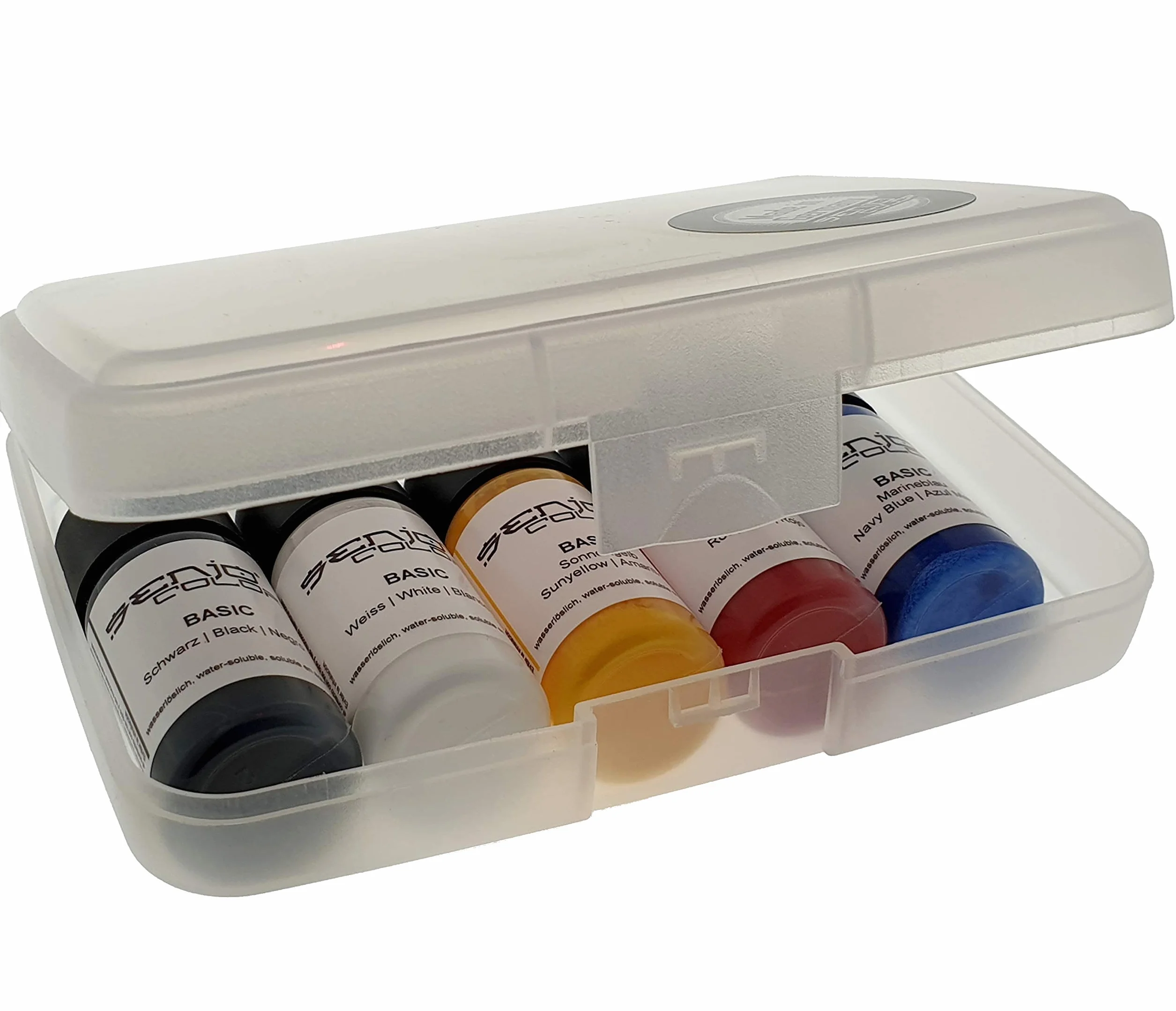 Senjo Color Airbrush zestaw farb do twarzy i ciała, testowany dermatologicznie, 5 x 15 ml, czarny, biały, czerwony, żółty, niebieski