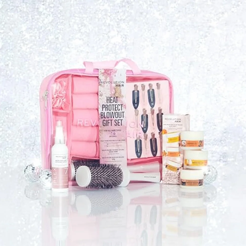 Revolution Haircare Zestaw upominkowy Plex Heat Protect Blowout 6 produktów z torbą
