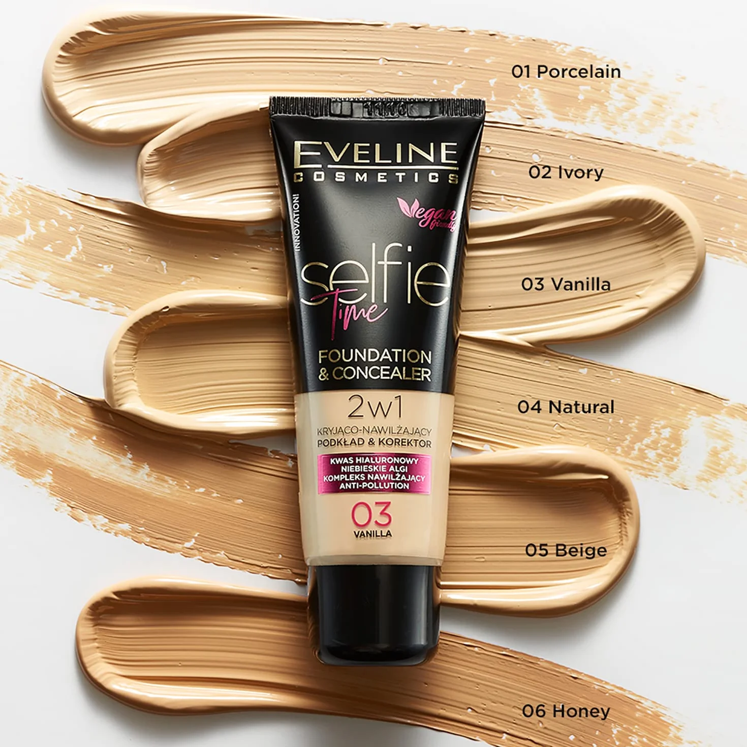 Eveline Cosmetics Selfie Time Kryjąco-nawilżający podkład & korektor - No 06 honey