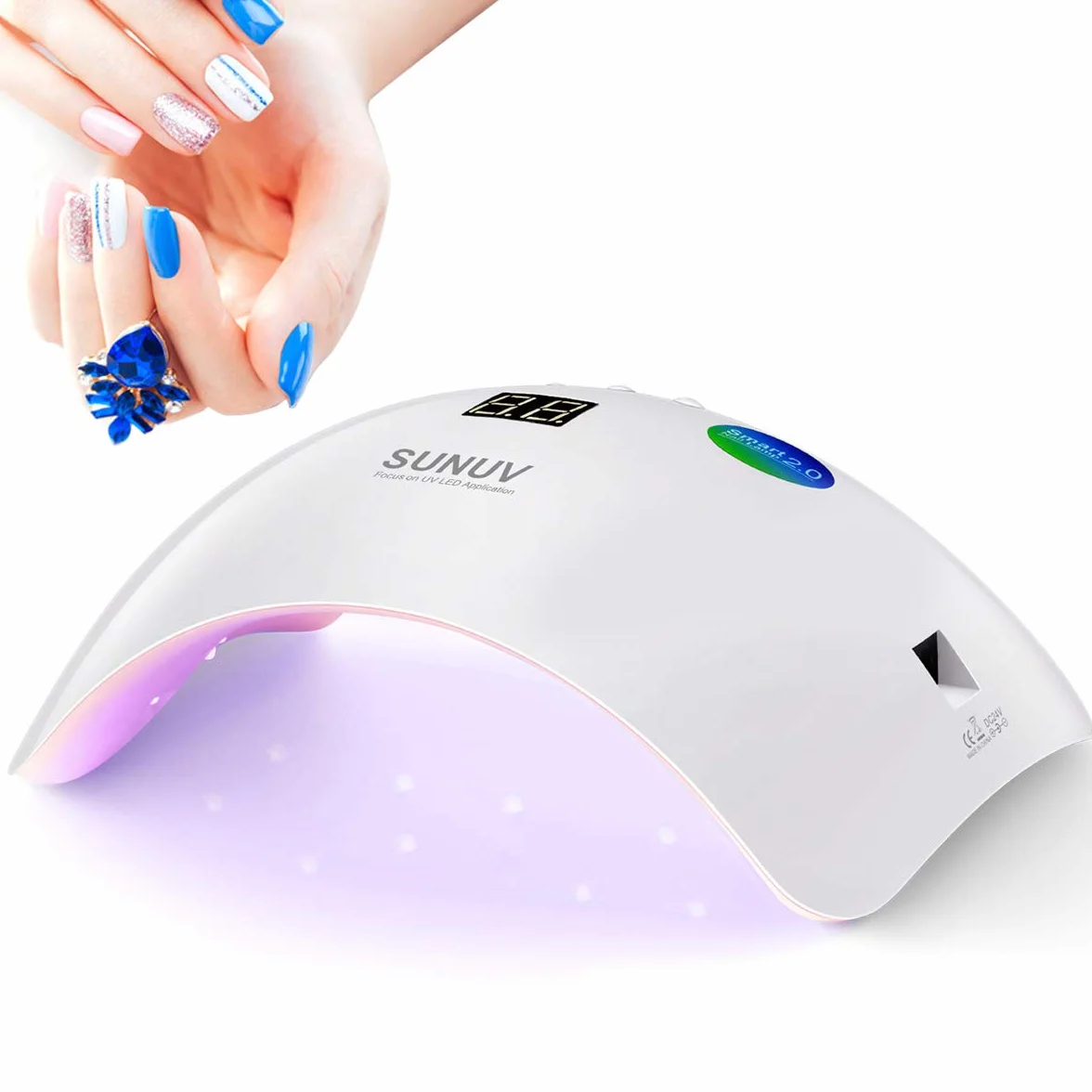 SUNUV Suszarka UV LED do Paznokci, Lampa z Timerem 30s/60s/99s, Czujnikiem Podczerwieni, Wyświetlaczem LCD, Nadaje Się do Wszystkich Żeli, Manicure/Pedicure, Domu i Salonu