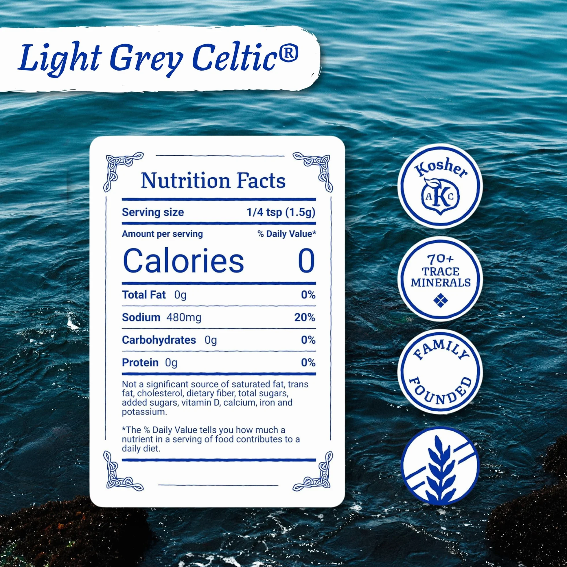 Light Grey Celtic coarse sea salt, 1 lb. bag