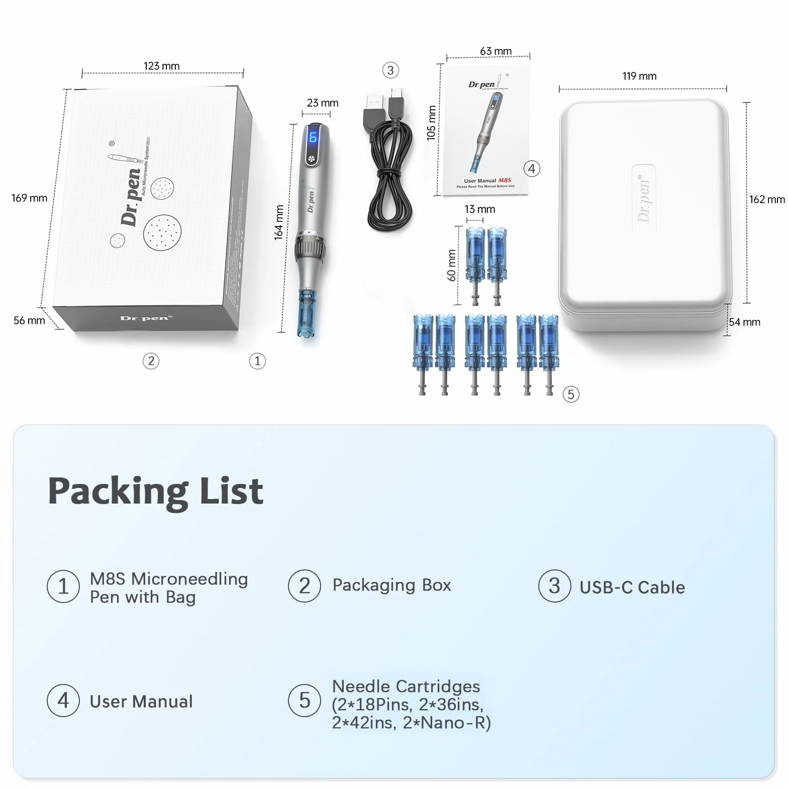 Dr. Pen M8S Wireless Microneedling Pen Kit for Face Body Hair Beard Growth