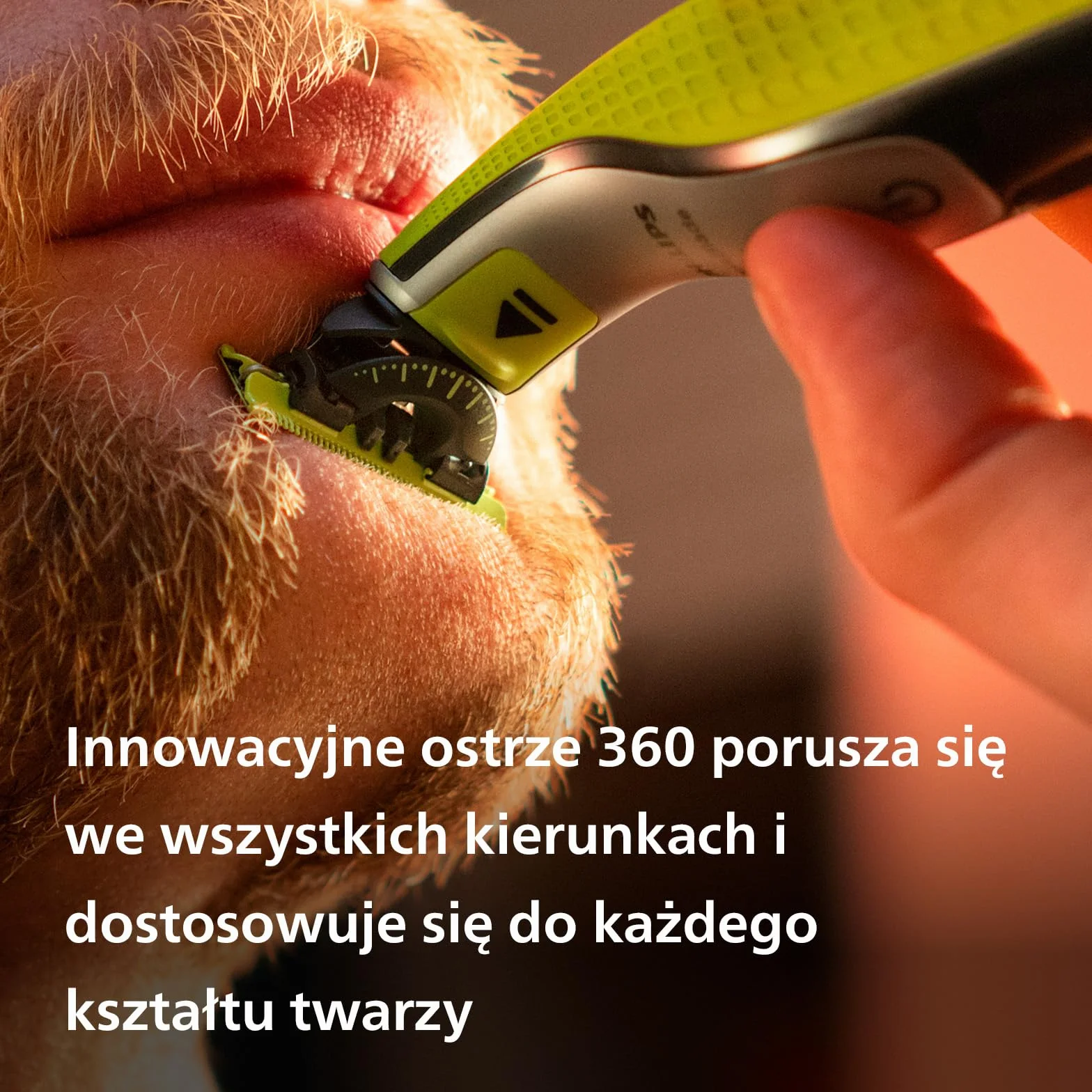 Autentyczny Golarka hybrydowa Philips OneBlade 360 Face — Elektryczny Trymer do Brody i Golarka, z Ostrzem 360, Dwoma Ostrzami 360 do Twarzy, Regulowaną Nasadką do Przycinania 5 w 1