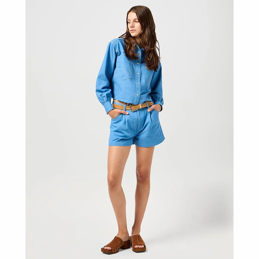 Wrangler Pleated Short - Szorty jeansowe Kobiety