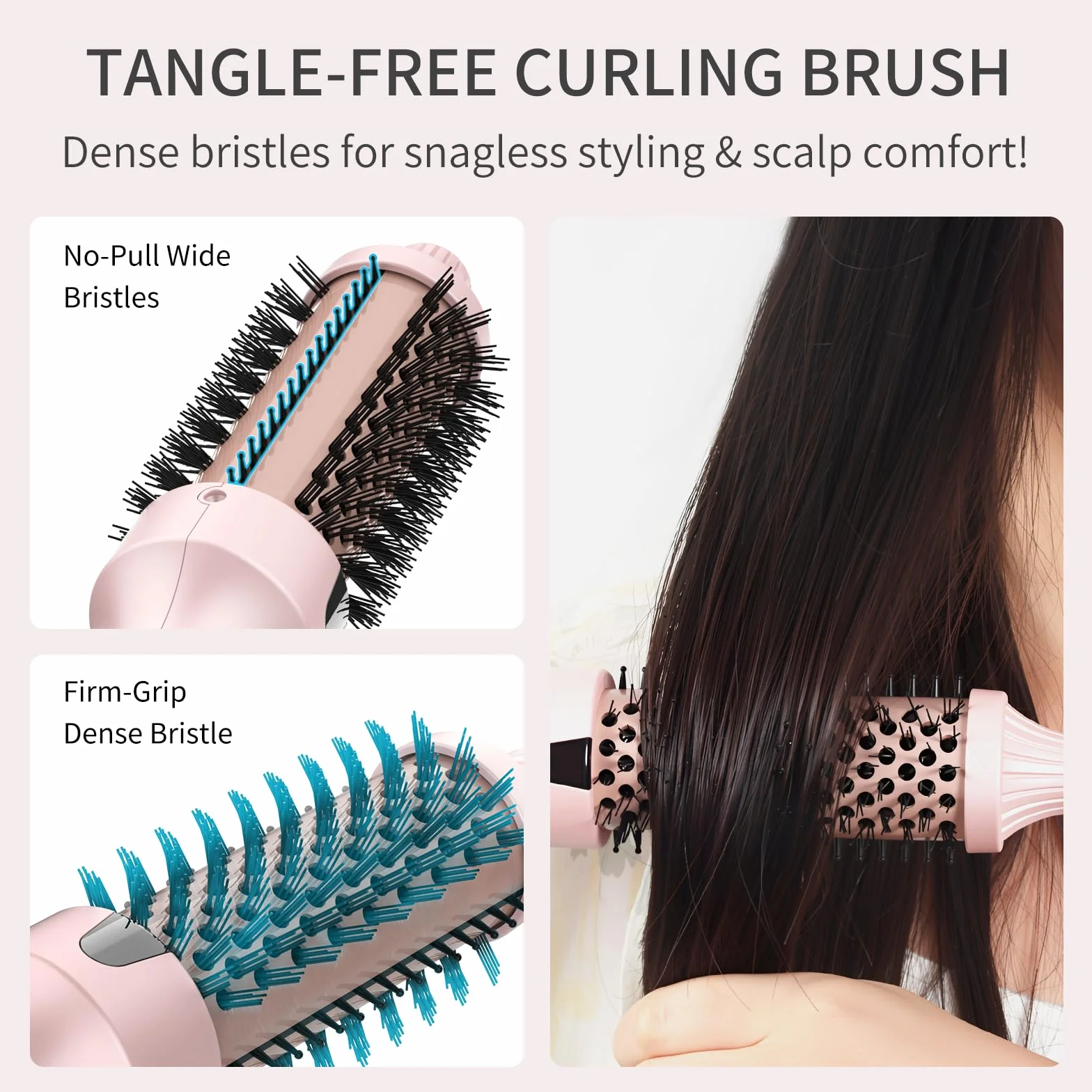 AISEELY Thermal Brush 38 mm, Lonic 3 w 1 szczotka grzewcza, 160-220°C, z podgrzewanym grzebieniem, szczotka do wygładzania włosów, szczotka termiczna, objętość i luźne klamry