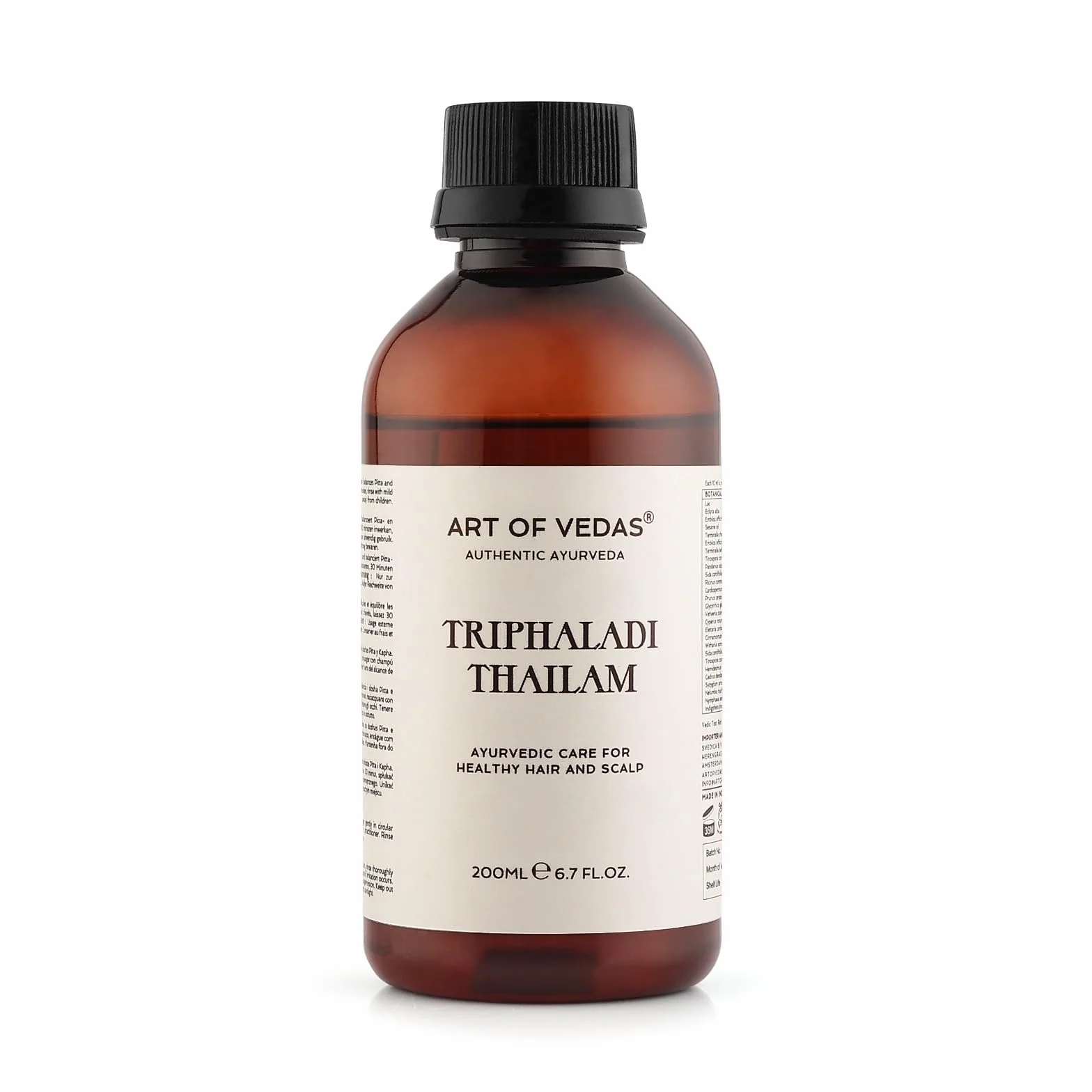 Triphaladi Thailam – ajurwedyjski olejek do włosów z Triphala, 100% naturalny olejek ajurwedyjski do pielęgnacji włosów, tradycyjna receptura, odżywczy i rewitalizujący, 200 ml