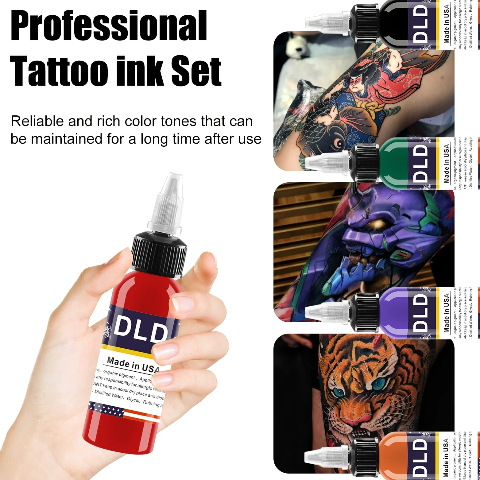 DLD Zestaw wegańskich atramentów do tatuażu 25 x 15 ml pigment