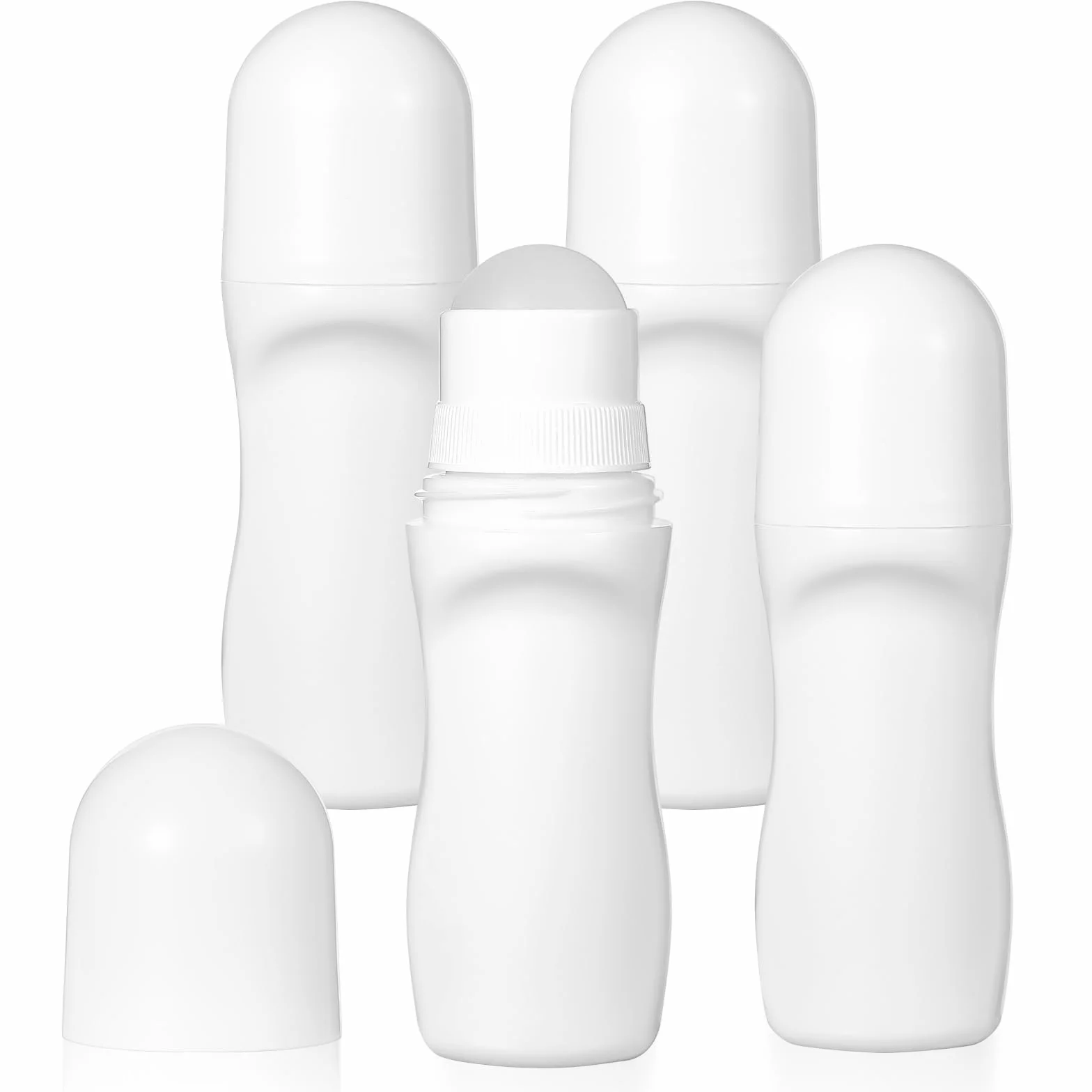 JJUNW Puste butelki o pojemności 50 ml, z plastikowymi kulkami rolkowymi, do wielokrotnego napełniania, szczelna, biała, dezodorant, w rolce, pojemniki z nakrętkami, na olejki eteryczne, perfumy,