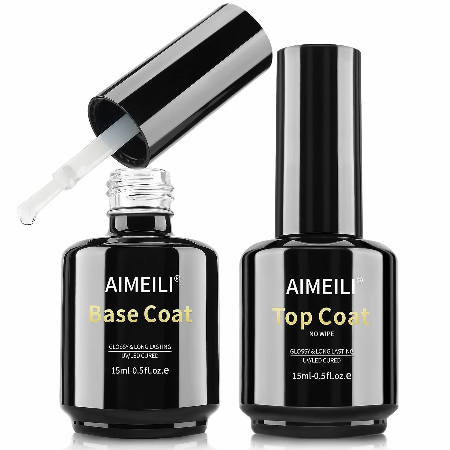 AIMEILI Ultra Shine Top Coat długotrwały podkład i lakier wierzchni, 2 x 15 ml