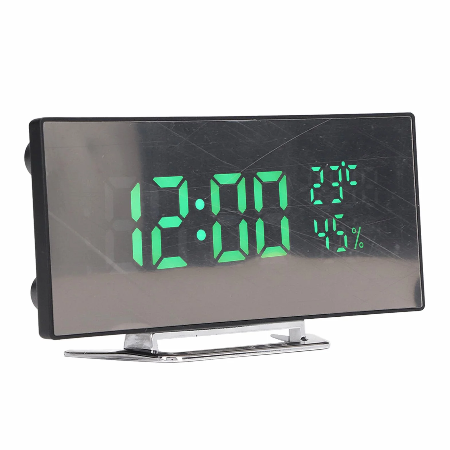 Fdit Cyfrowy Zegar LED, Podwójny Wyświetlacz 12H/24H z Monitorem Temperatury i Wilgotności, Automatyczne Przyciemnianie Trybu Nocnego, Alarm z funkcją Drzemki, Duży Ekran do Domowego (zielone światło)