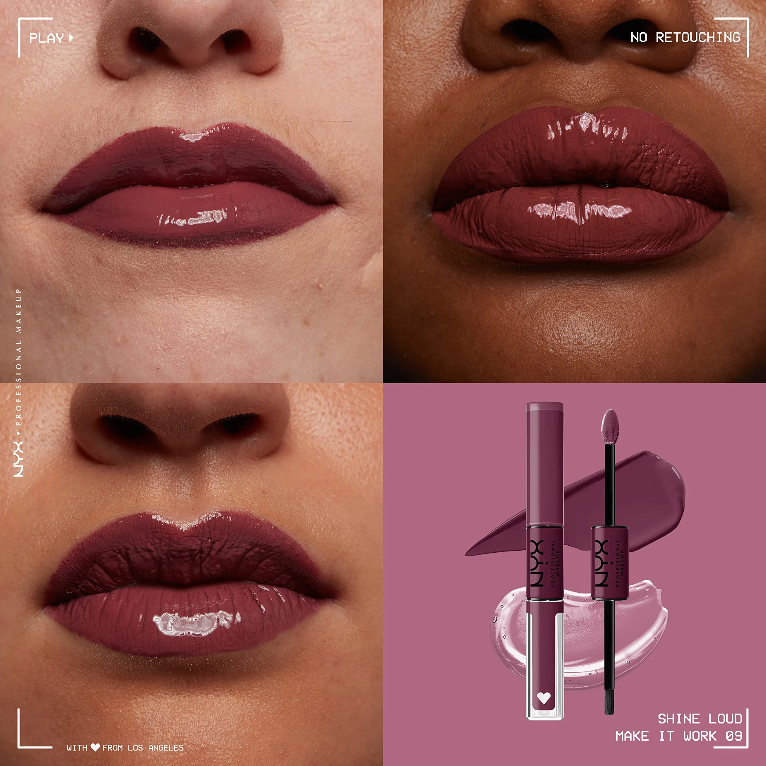 NYX Professional Makeup Błyszczyk do ust Shine Loud, odcień Make It Work (09), długotrwały połysk, bez transferu