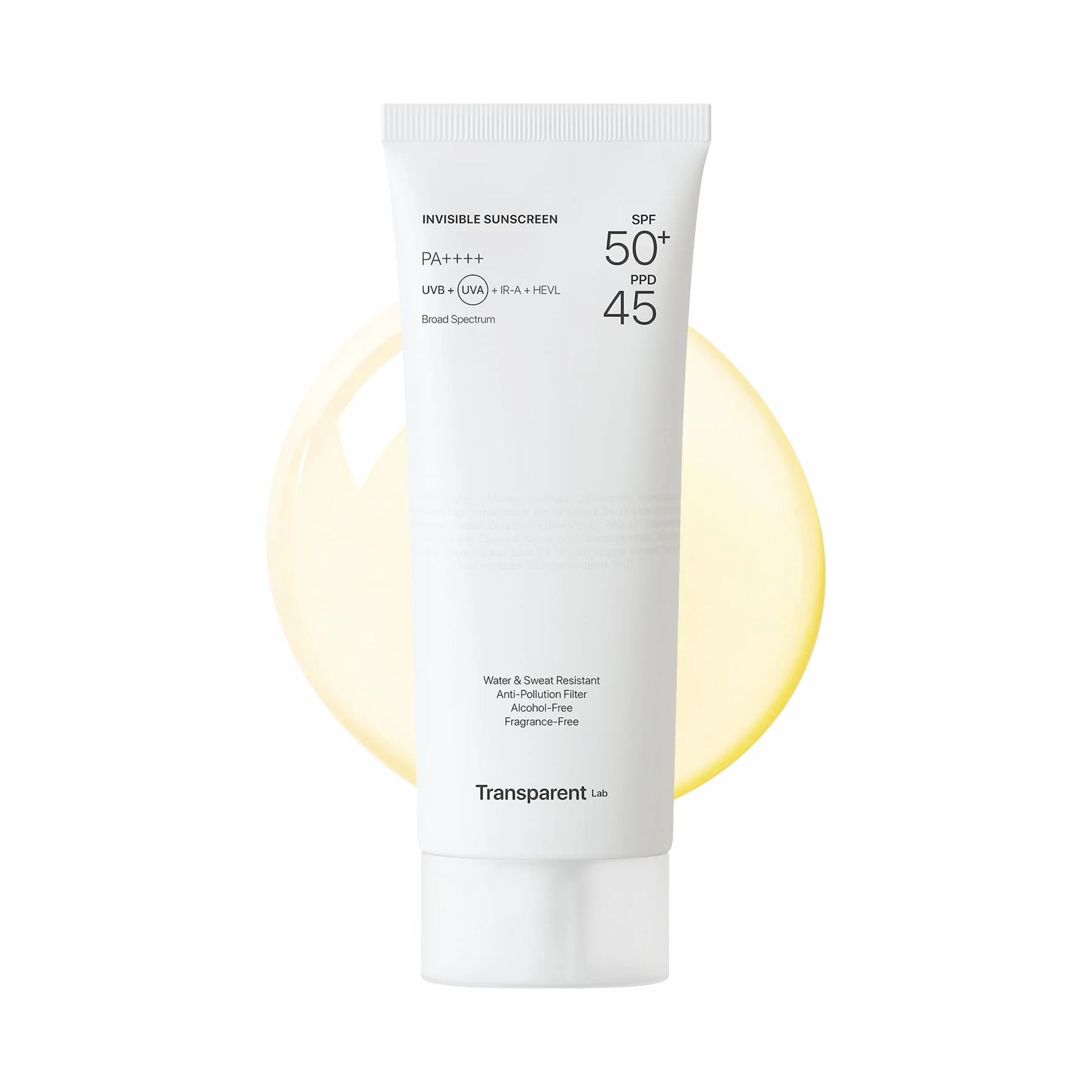 Transparent Lab Invisible Sunscreen SPF50+ 100 ml – Facial Sunscreen with Vitamin C, Ceramides and Vitamin E, High UVA/UVB and Blue Light Protection, Dry Touch, No White Traces and Antioxidant Effect