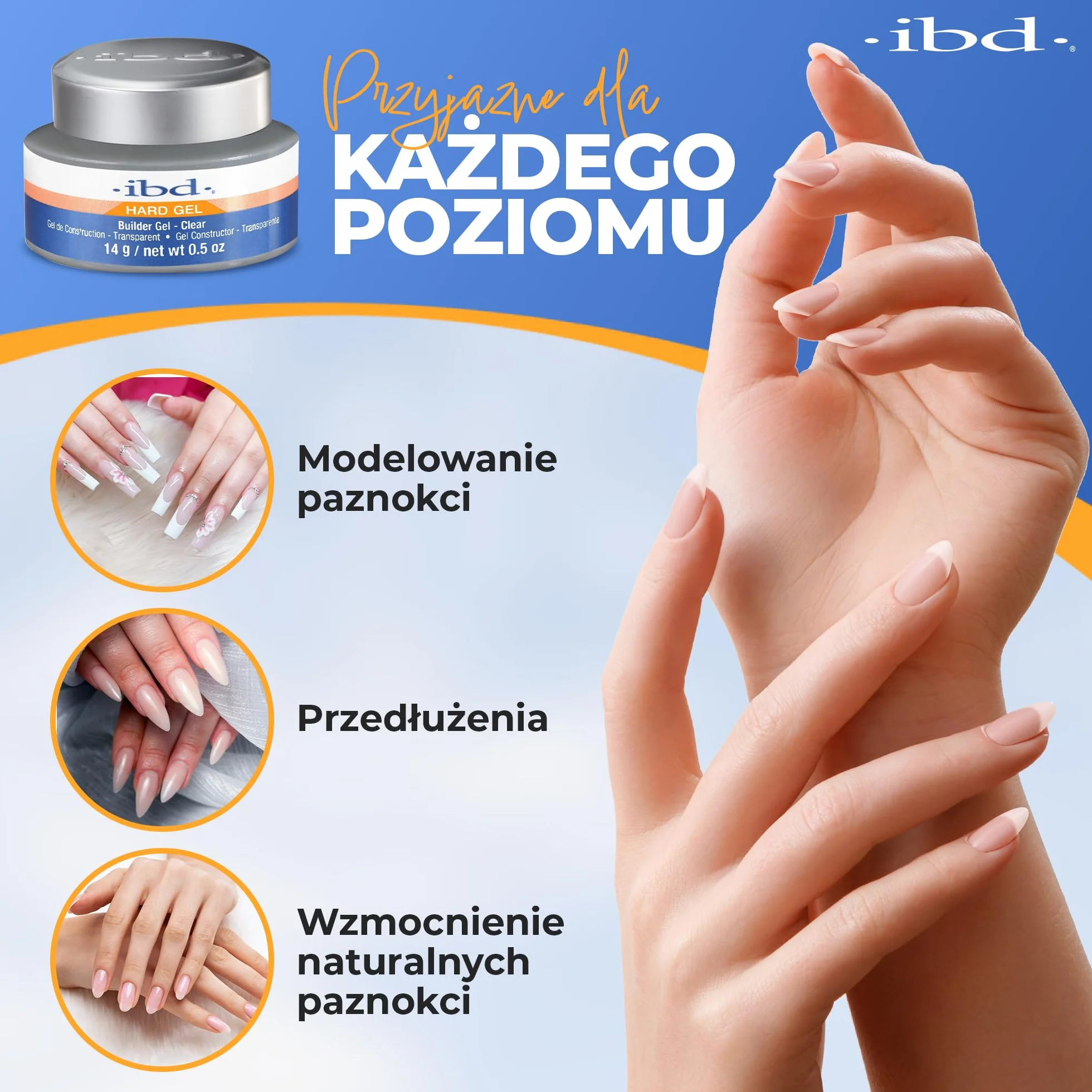 IBD Hard Gel Builder Gel Clear 14 g żel budujący do paznokci żelowych