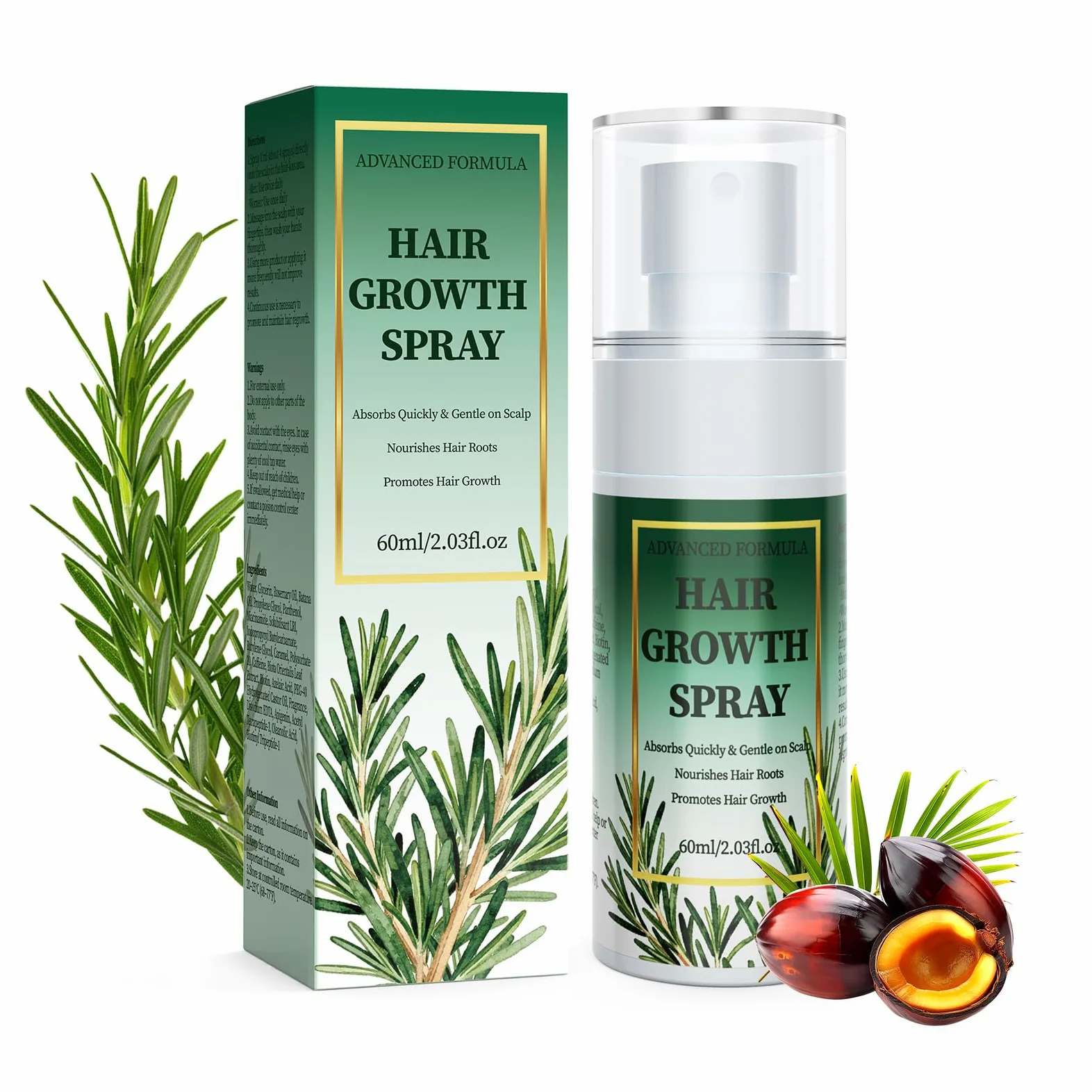 spray na porost włosów rozmaryn batana dla kobiet i mężczyzn 60ml | Przeciw wypadaniu włosów | Pielęgnacja skóry głowy | Wzmacnia cebulki włosów | Szybkie wchłanianie | Włosy i broda