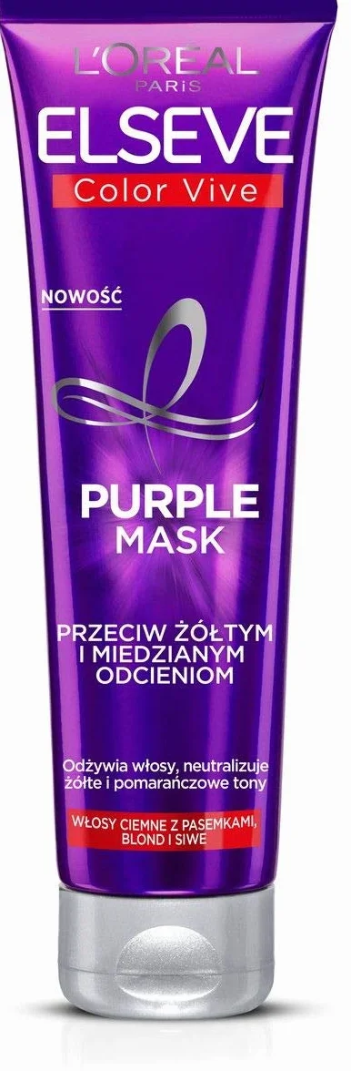 L'Oréal Paris Elseve Color-Vive Purple maska do włosów farbowanych blond, siwych i z pasemkami, chroni kolor i nawilża, 150 ml