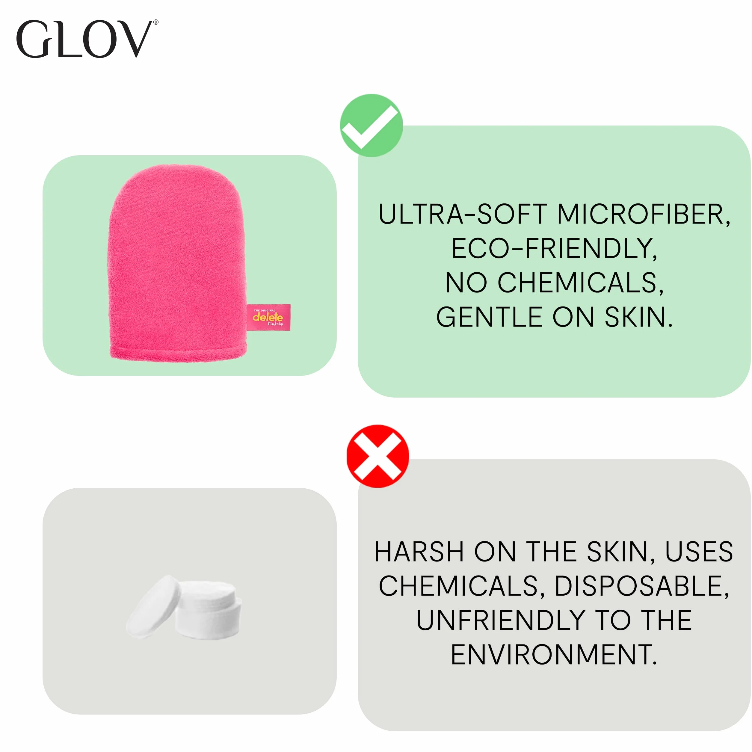 Glov Mikrofibra do Demakijażu Demakijaż dla Wrażliwej Skóry Rękawica Ekologiczna Alternatywa Szybkie Czyszczenie Skóra Wrażliwa Wielokrotnego Użytku Oszczędność Czasu