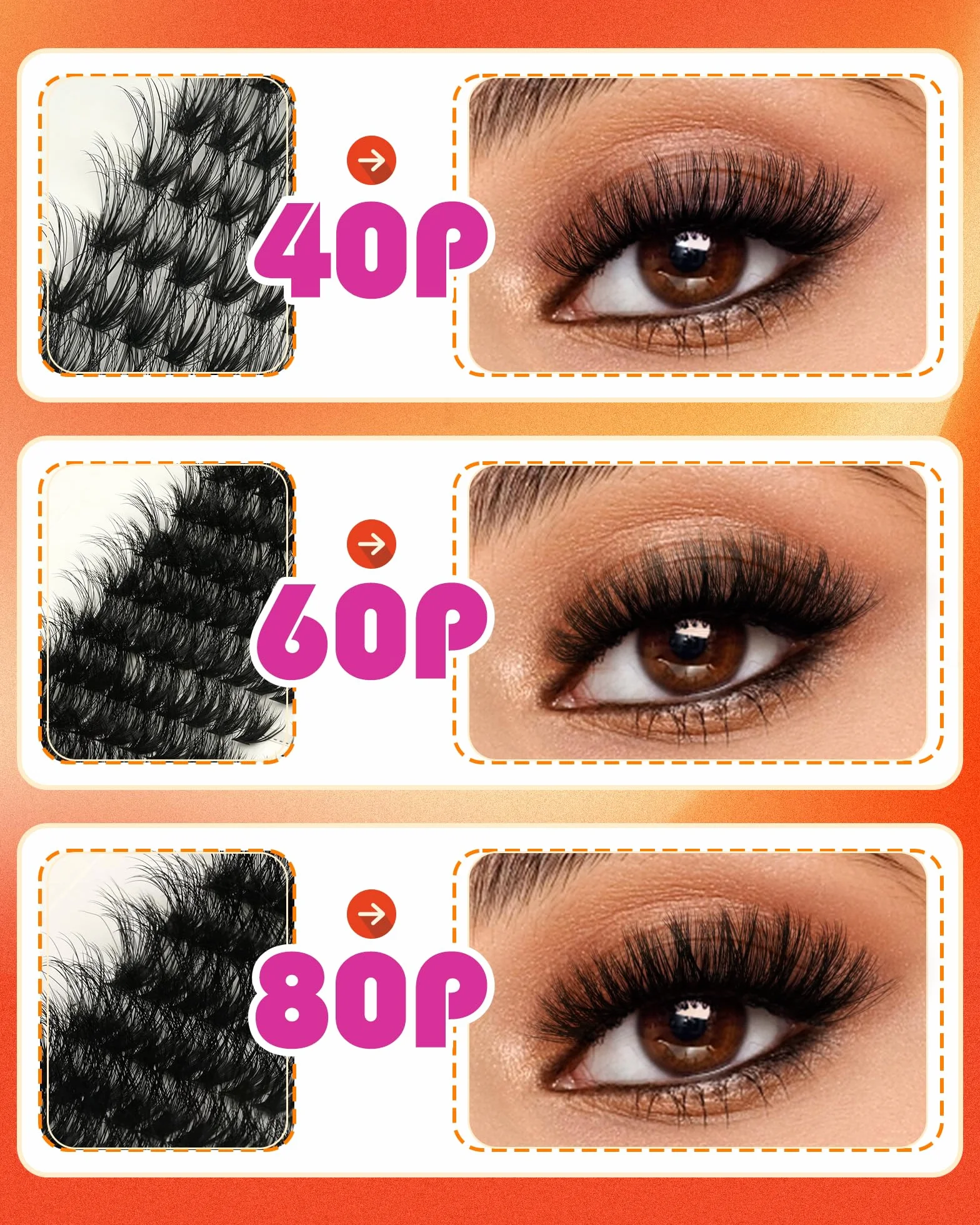 EMEDA Efekt 3D Klastry rzęs 40D Cluster Przedłużanie rzęs 8-16 mm Mix C Curl Cluster Lashes Naturalne i puszyste Przedłużanie rzęs Pojedyncze rzęsy DIY (40D, 0,07 C Mix)