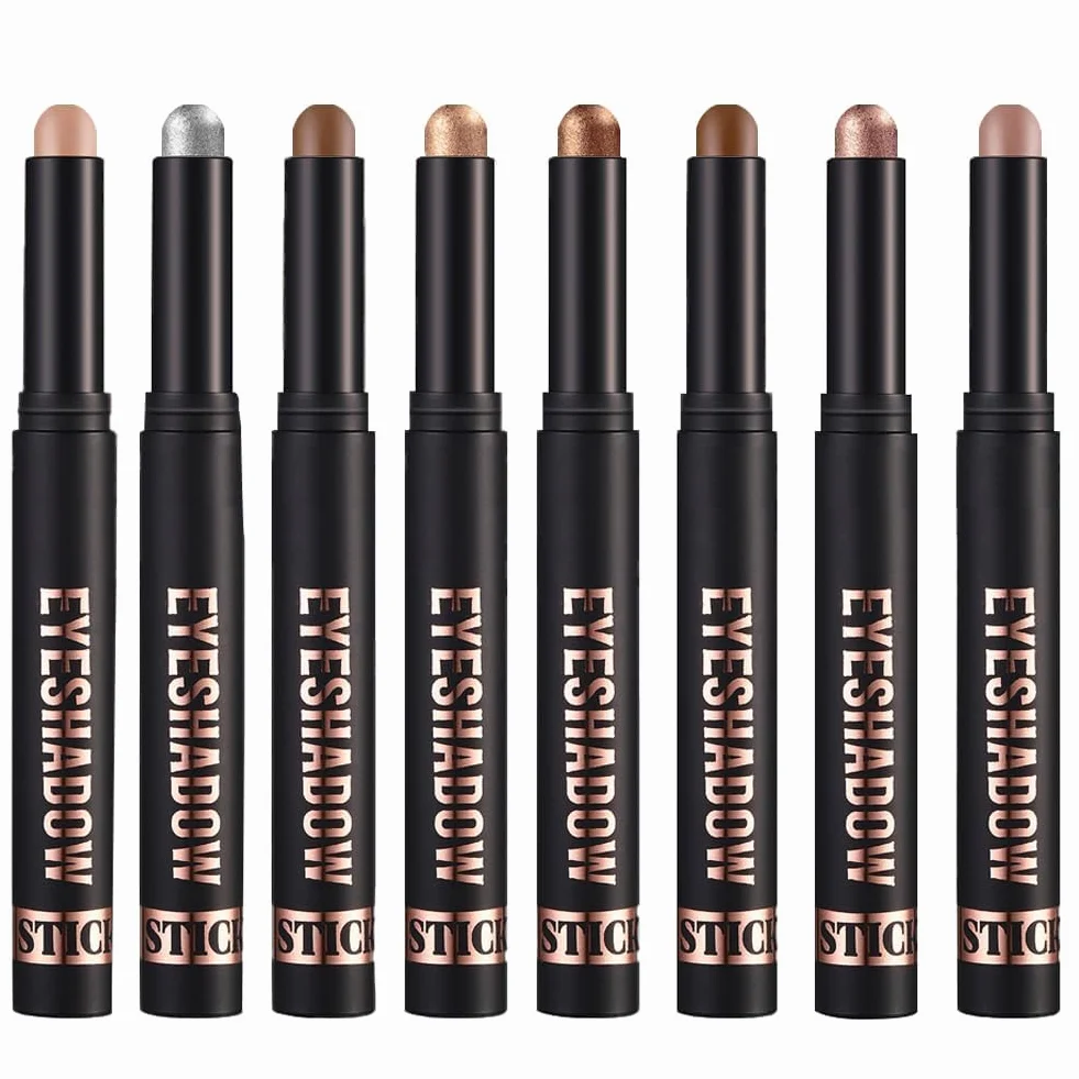 Cienie do powiek w sztyfcie, 6 x 2g Zestaw ołówków do cieni do powiek z brokatem i matowym, Eye Shadow Stick w kremie, łatwy w użyciu, tworzy kredki do oczu i długotrwały makijaż oczu (zestaw A)