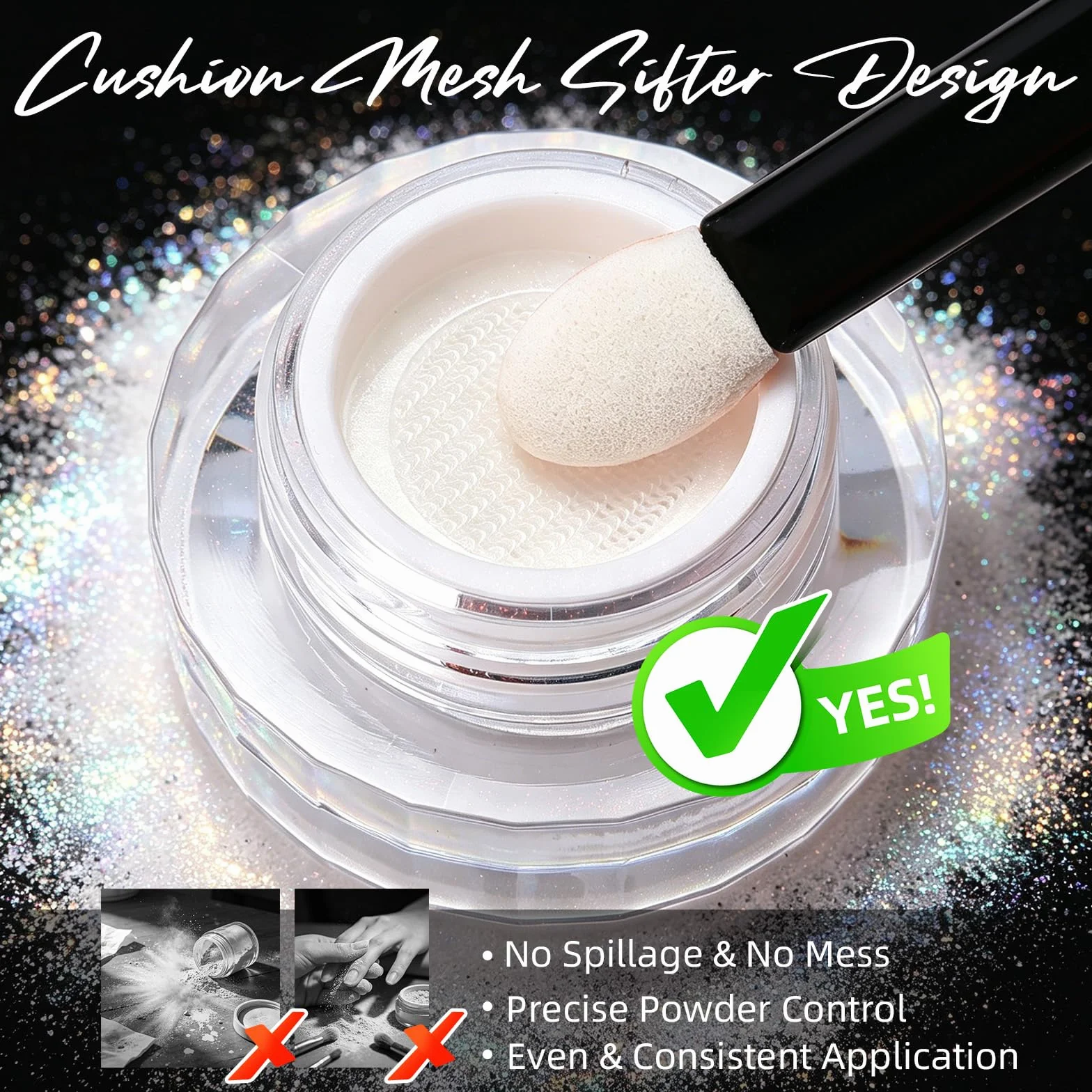 Poduszka Aurora chromowany proszek do paznokci, holograficzny chrom i laserowy proszek do paznokci, jednorożec, brokat, metaliczny efekt lustra, perłowy lód syrenka pigment do zdobienia