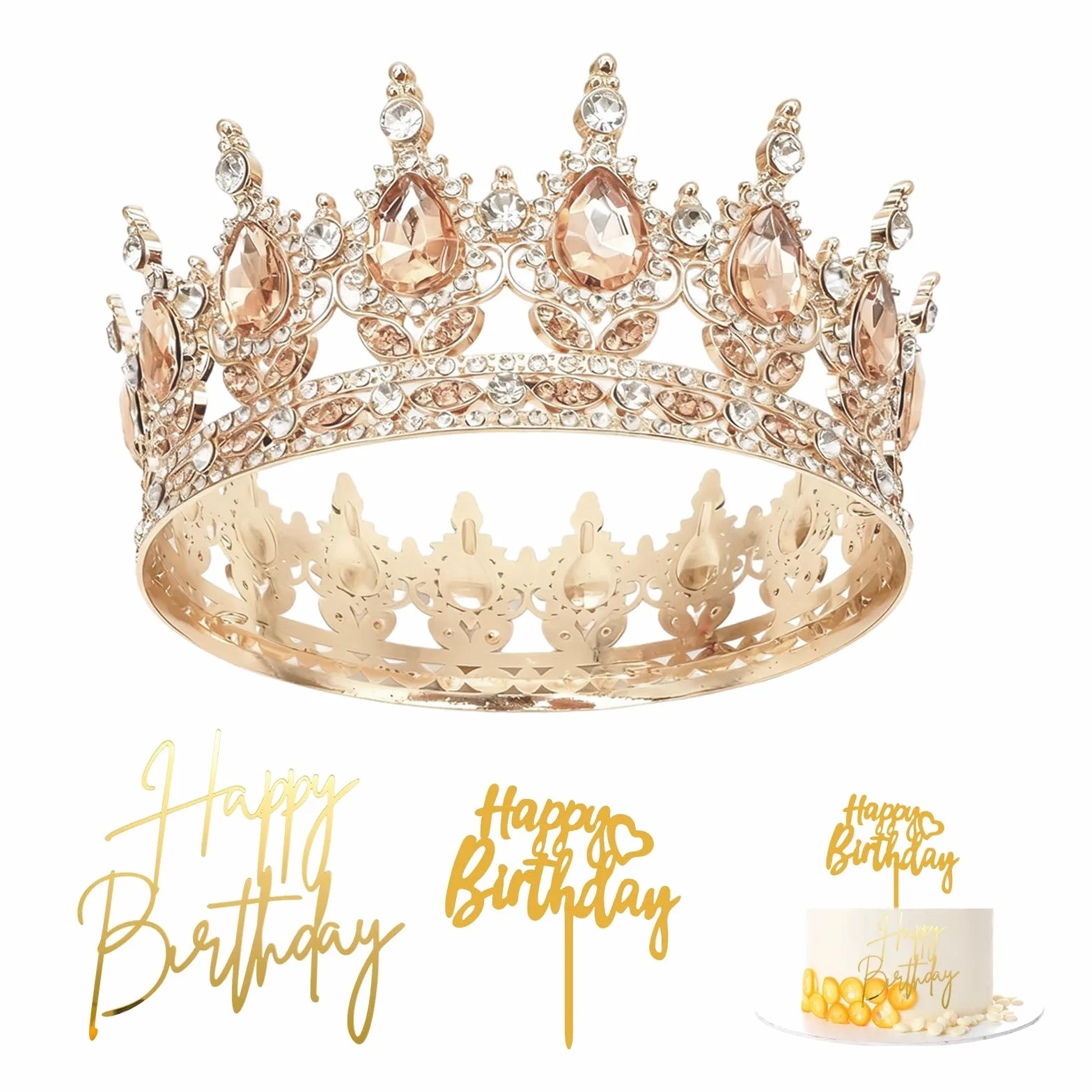 Diadem diadem dla kobiet i dziewcząt – błyszcząca kryształowa korona na tort, wesele, przyjęcie urodzinowe – korona w stylu vintage, ozdoba do włosów na wesele, bal absolwentów, specjalne okazje
