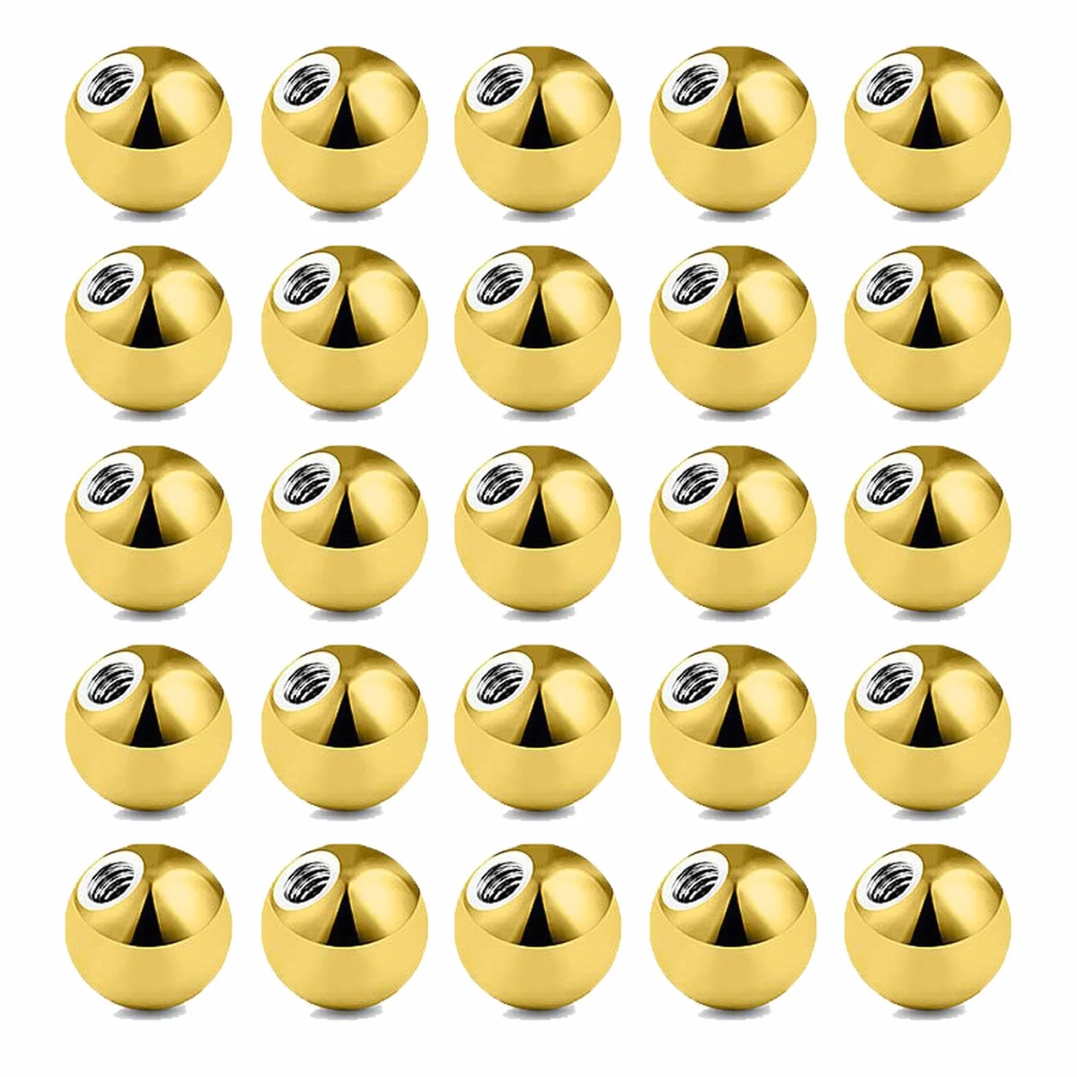 25 sztuk złota kulka zamienna do piercingu biżuteria 16G 14G 3/4/5/6 mm stal chirurgiczna kulka do piercingu wargi Tragus helix kolczyk do ucha pępek język piercing