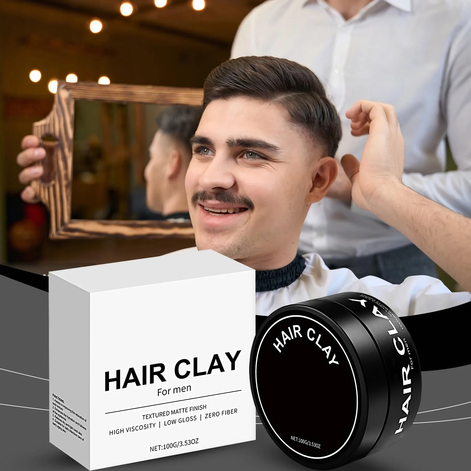 Strong Hold Hair Clay, matowy krem do włosów, uroczy kompaktowy krem, całodzienne rozwiązanie do stylizacji domu, podróży, randek, wydarzeń i fotografii, mężczyzn, czarnych