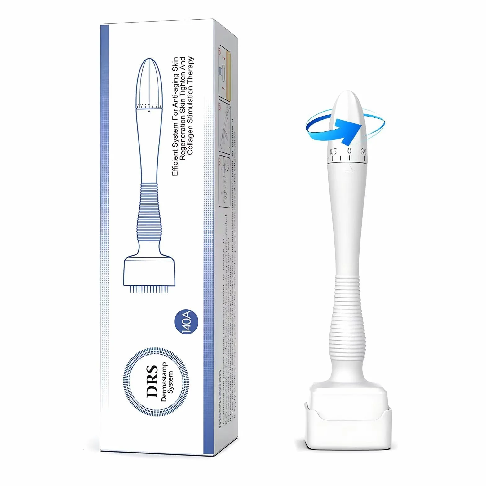 Derma Stamp Hair, mikroigły do porostu brody i ciała, lekki, z mikro igłami 0-3 mm, 140 igieł tytanowych klasy A, dermastamp z regulacją