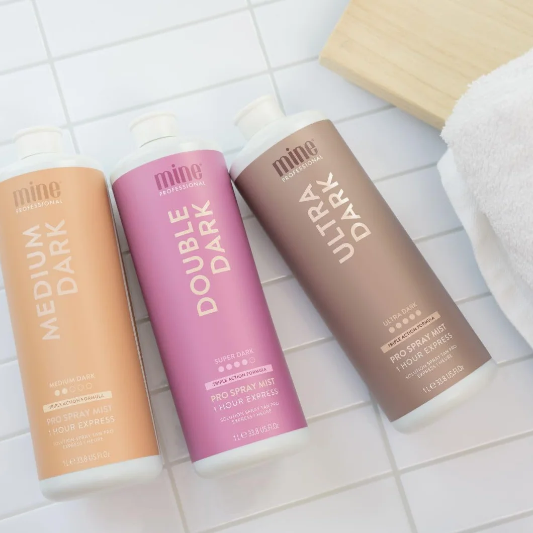 MineTan Medium Dark Professional Spray Tan 1L Subtelnie brązowe lśniące wykończenie