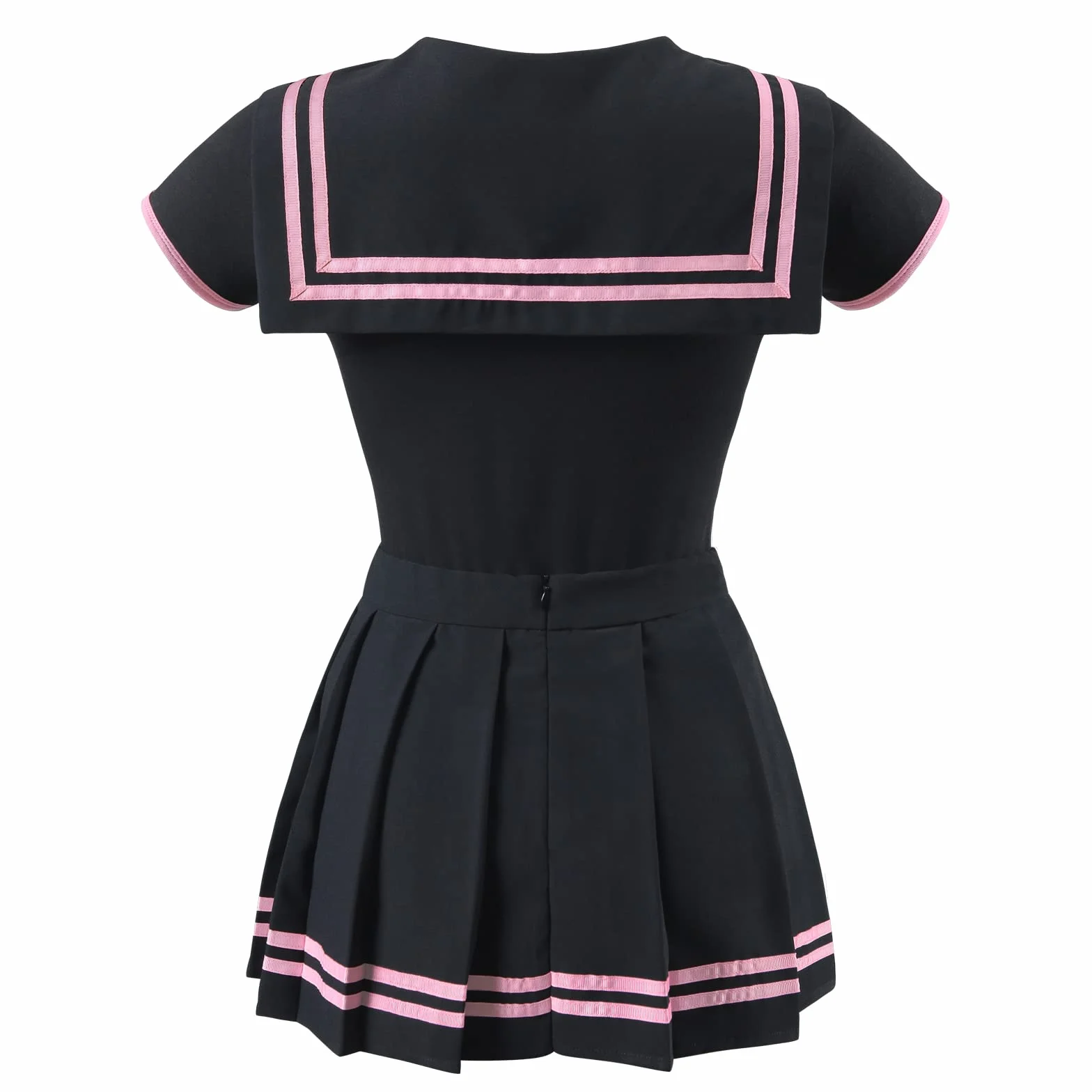 LittleForBig Bawełniany Romper Onesie Piżama Bodysuit - Klasyczny japoński komplet spódniczki Onesie dla dziewczynek w wieku szkolnym pełna czerń M
