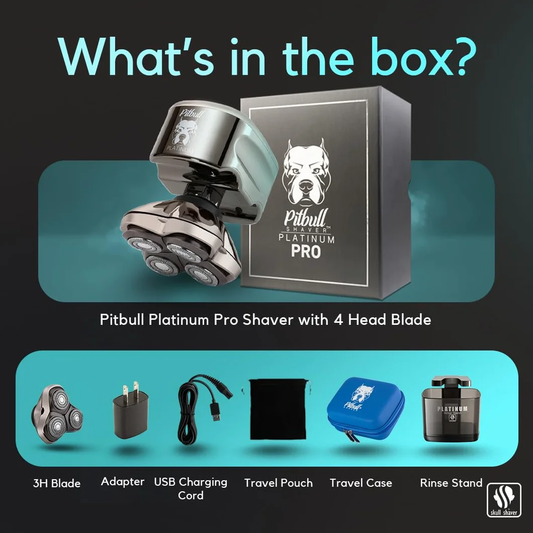Skull Shaver golarka Pitbull Platinum PRO z bonusowym ostrzem CR3 męska elektryczna golarka do głowy i twarzy (Wtyczka UE)