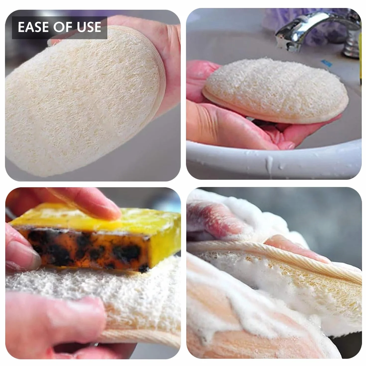 2 sztuki naturalnej gąbki Loofah peeling do ciała, przyjazna dla środowiska i biodegradowalna gąbka pod prysznic, loofah dla kobiet i mężczyzn