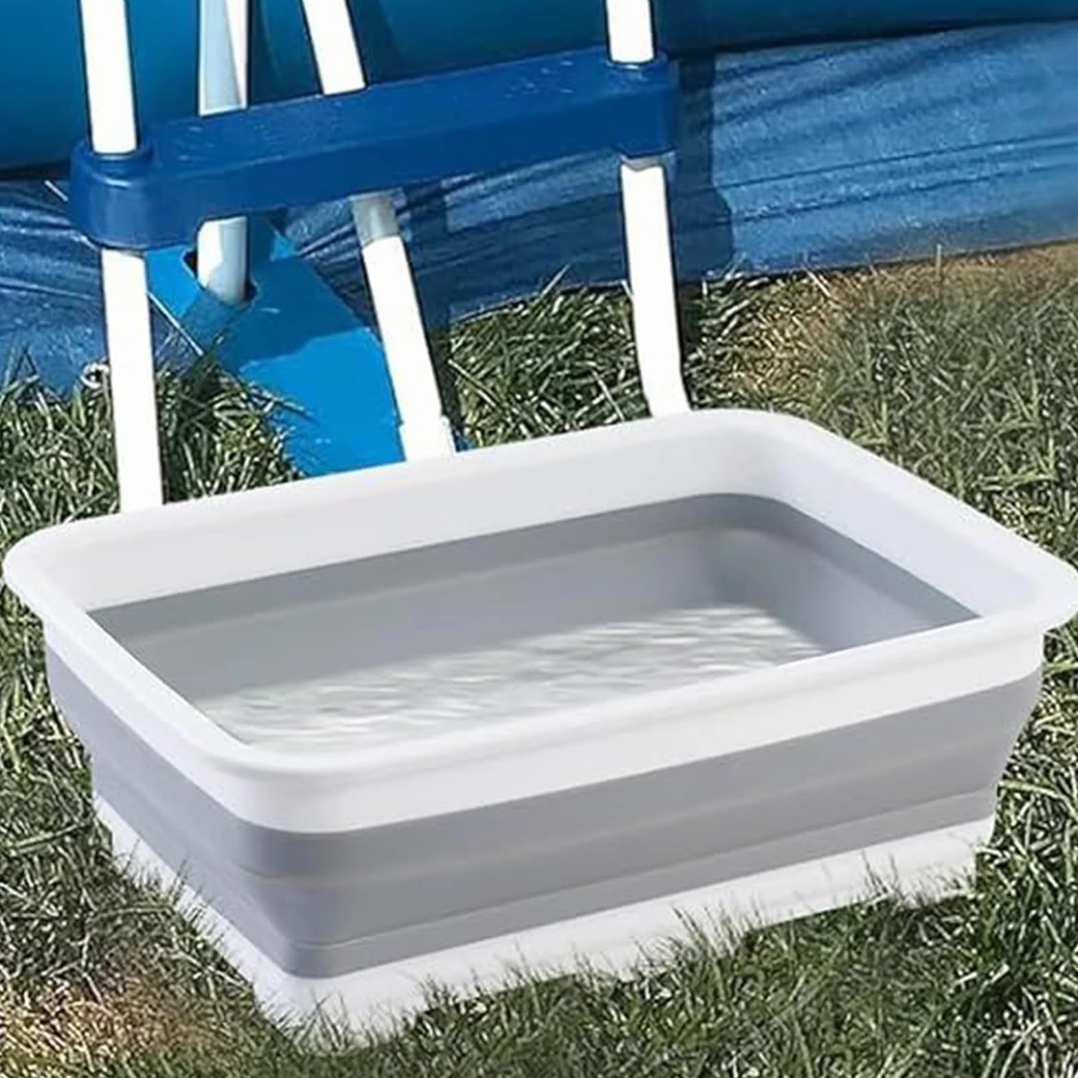 Foot Soak Basin, składana rurka, przenośny wiadro do spa, głębokie mycie, wodoodporny materiał, duża pojemność do użytku domowego, do podróży, na kemping, plażę, do pedicure, 14,57 x 10,63 x 4,65 cala