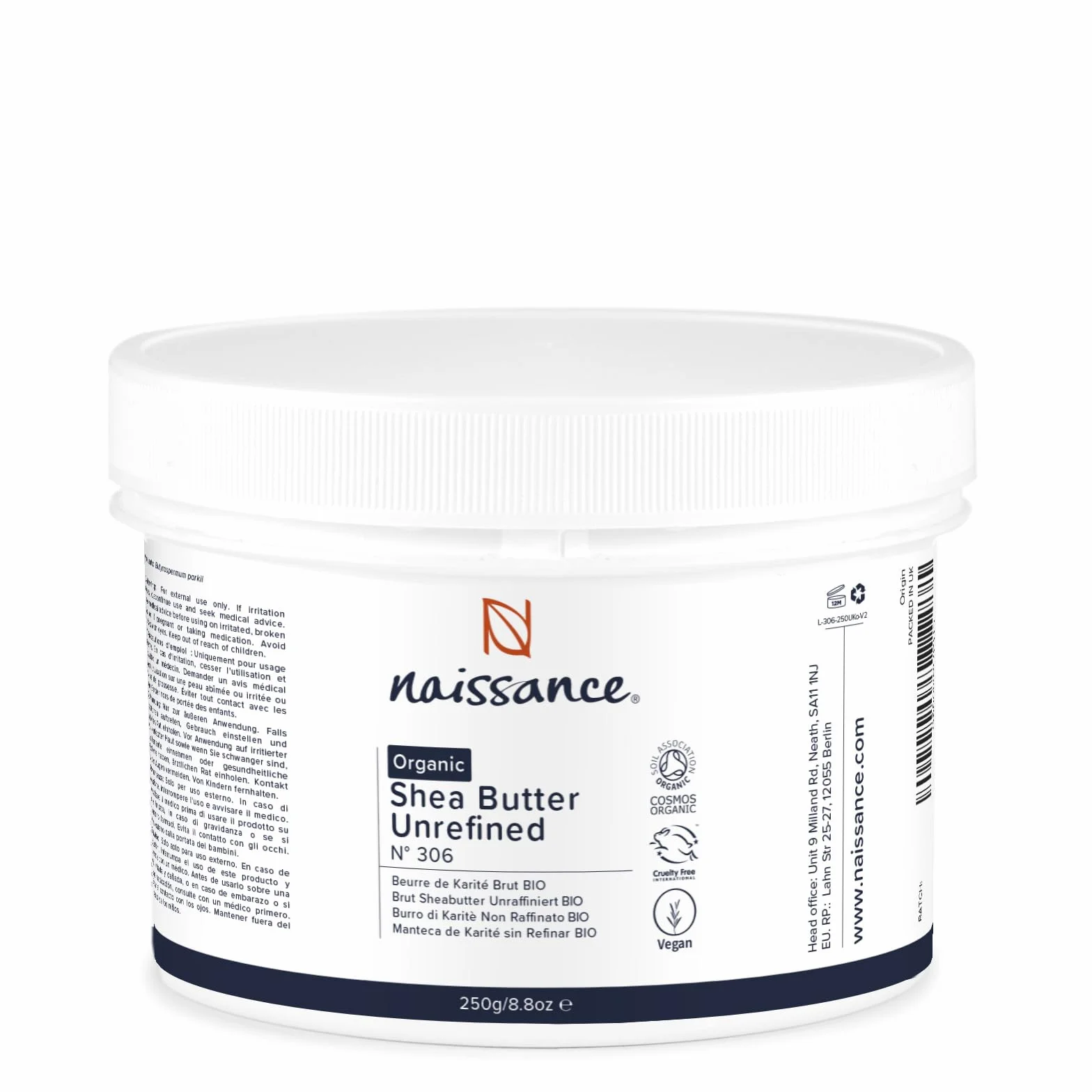 Organiczne Masło Shea 250 g - Nierafinowane Czyste z Ghany do Skóry i Włosów
