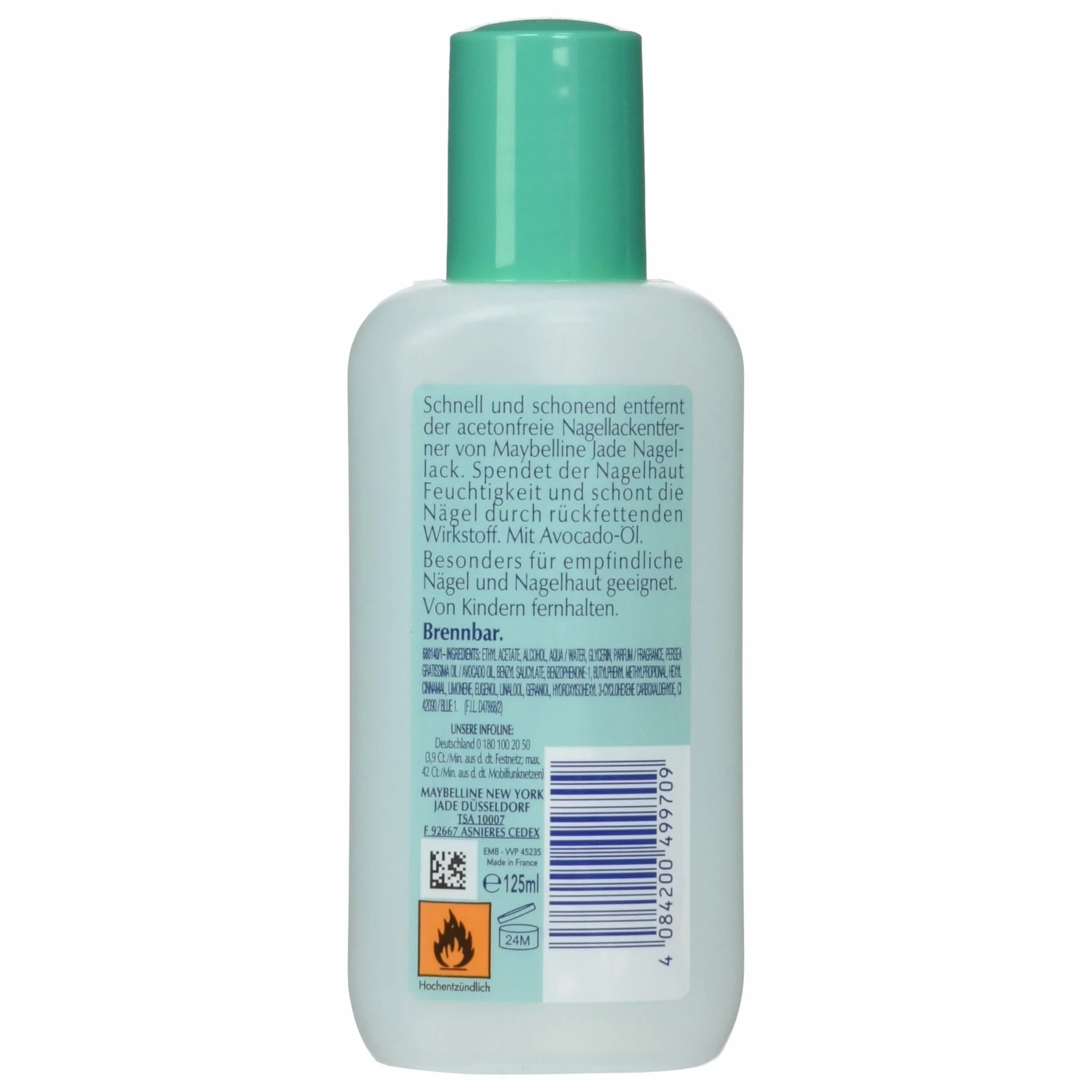 Maybelline Jade zmywacz do paznokci bez acetonu, pielęgnujący, Express Nails, 125 ml