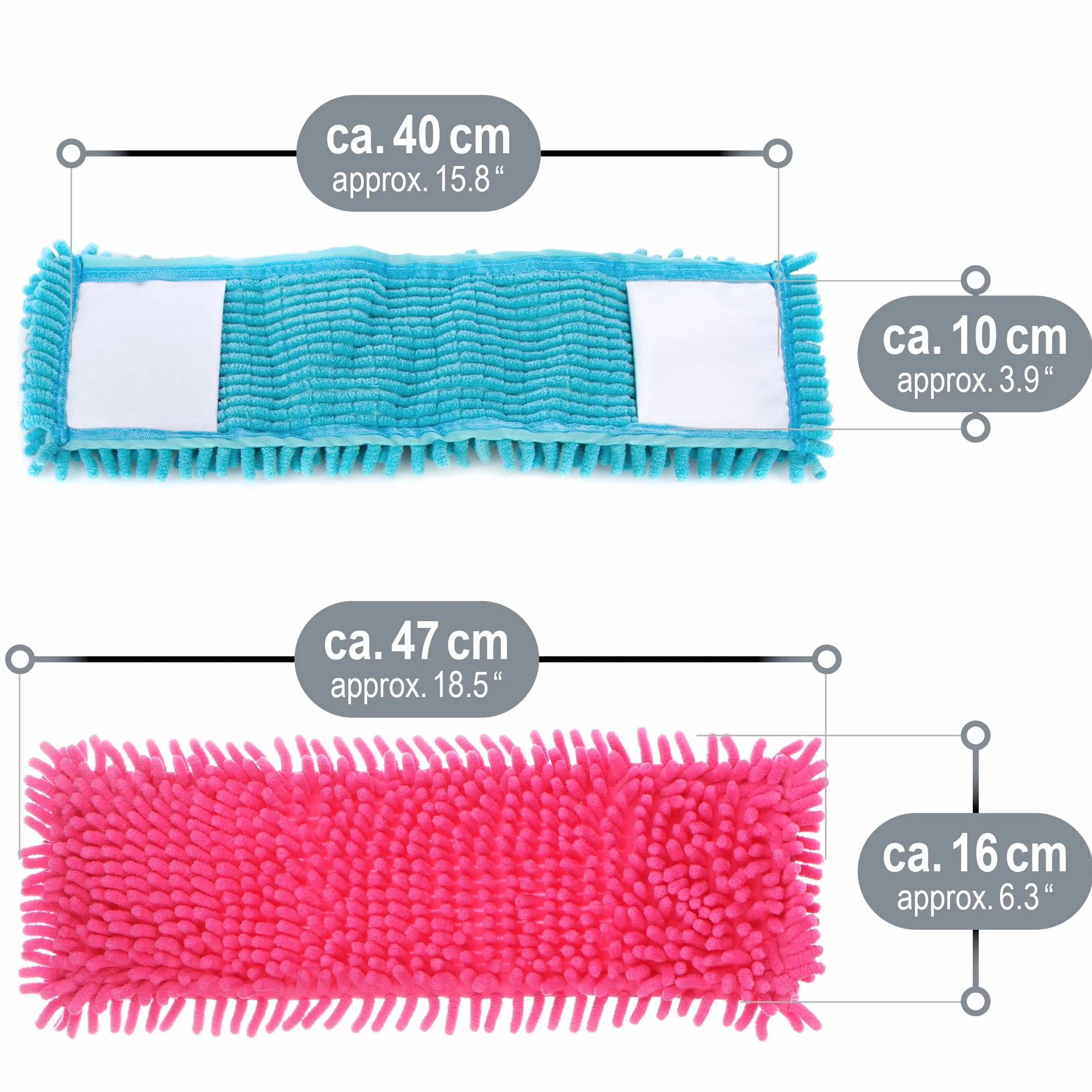 COM-FOUR® 4x wymienna nakladka na wycieraczki do podlóg - nakladka na wycieraczke wykonana z szenilowej mikrofibry do dokladnego czyszczenia przestrzeni (04 sztuki - niebieski/rózowy/zólty/zielony)