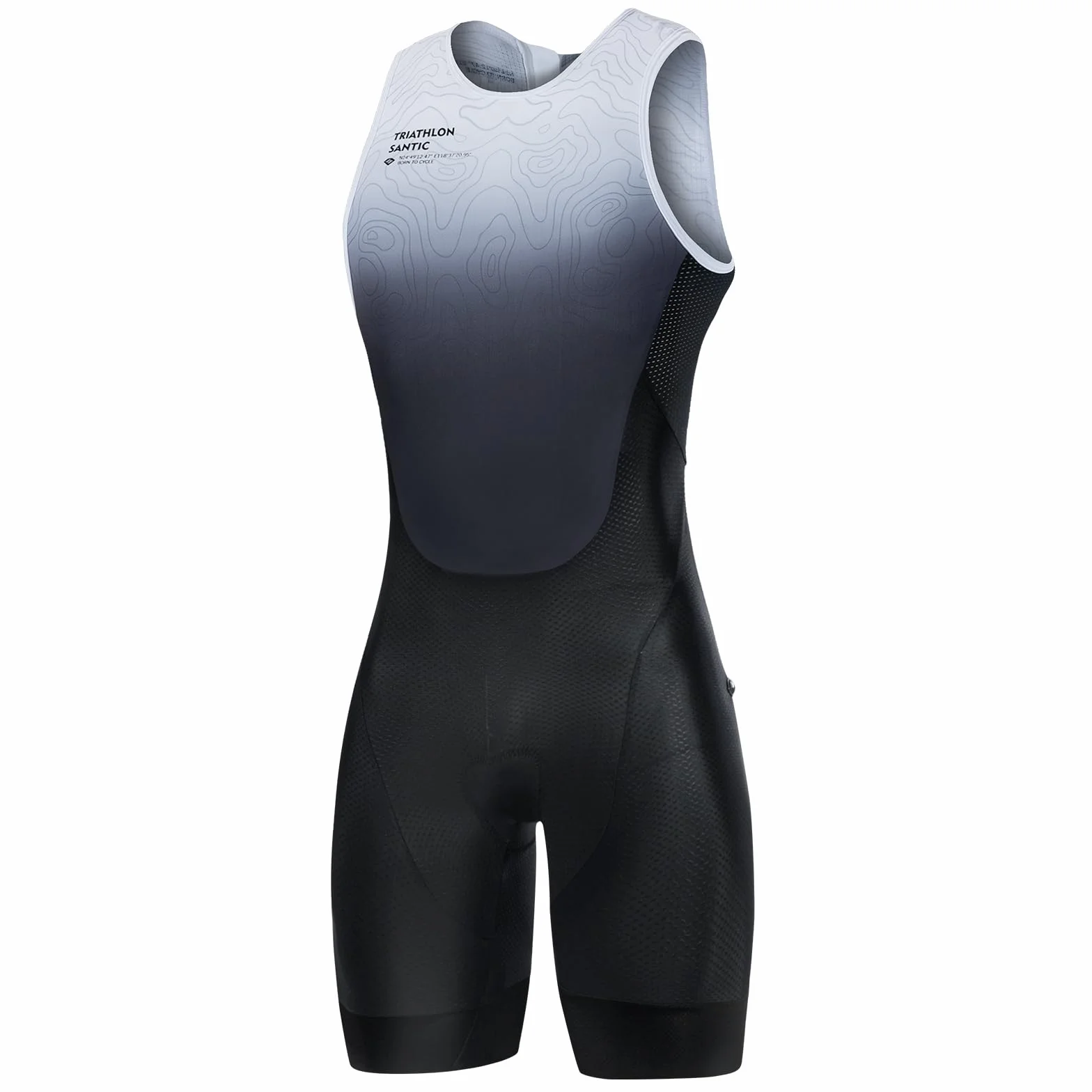 Santic Męski dres triatlonowy, jednoczęściowy, bez rękawów, triatlon, wyściełany, krótki rękaw, triatlon, krótki, wysoka elastyczność, szybkoschnący, wyszczuplający