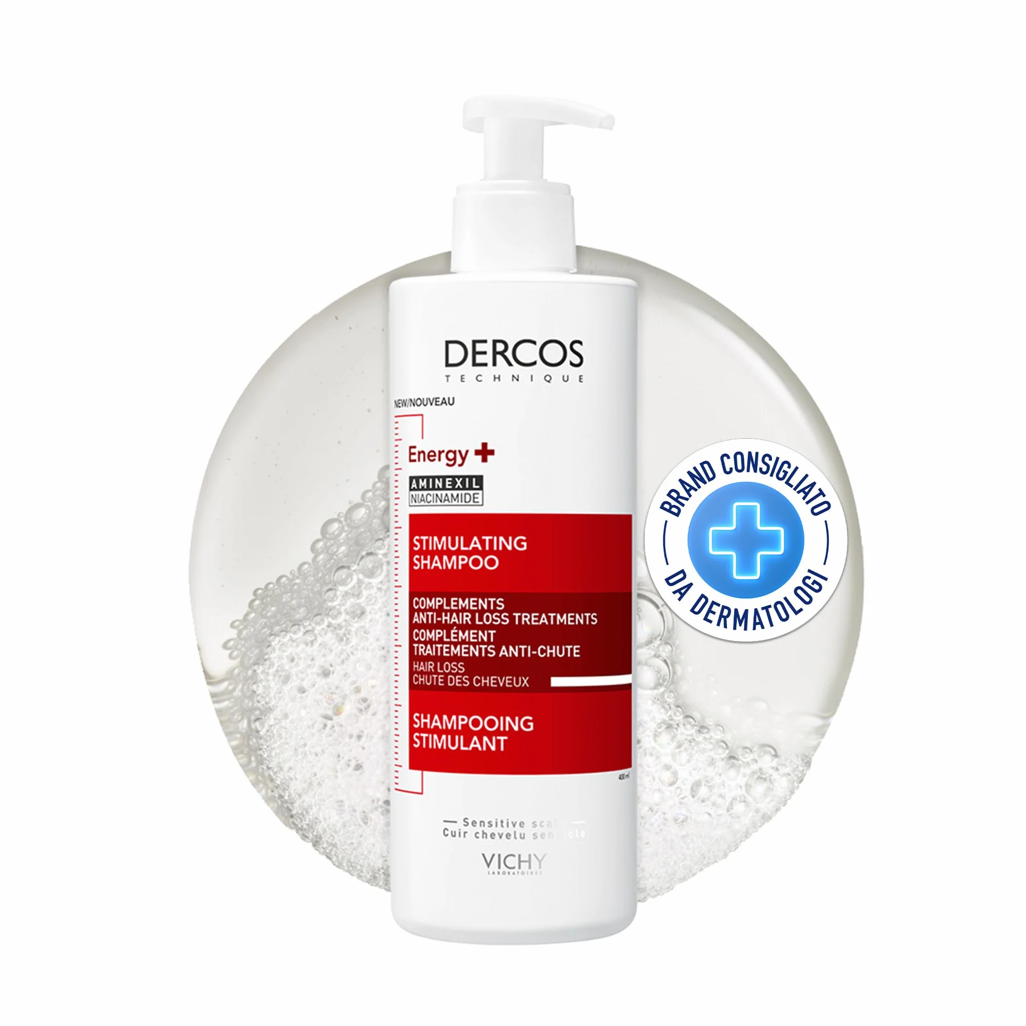 Vichy Energising Szampon 400 ml Biały Czerwony