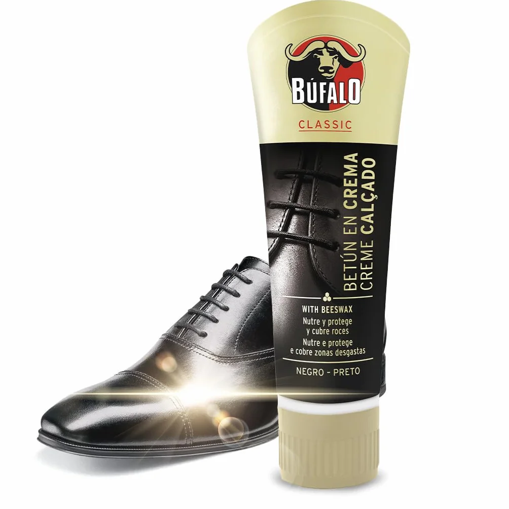 Buffalo Classic - bitum w kremie do butów, pielęgnacja obuwia, krem, który odżywia, chroni i daje połysk, optymalny dla gładkiej skóry - 50 ml tuba