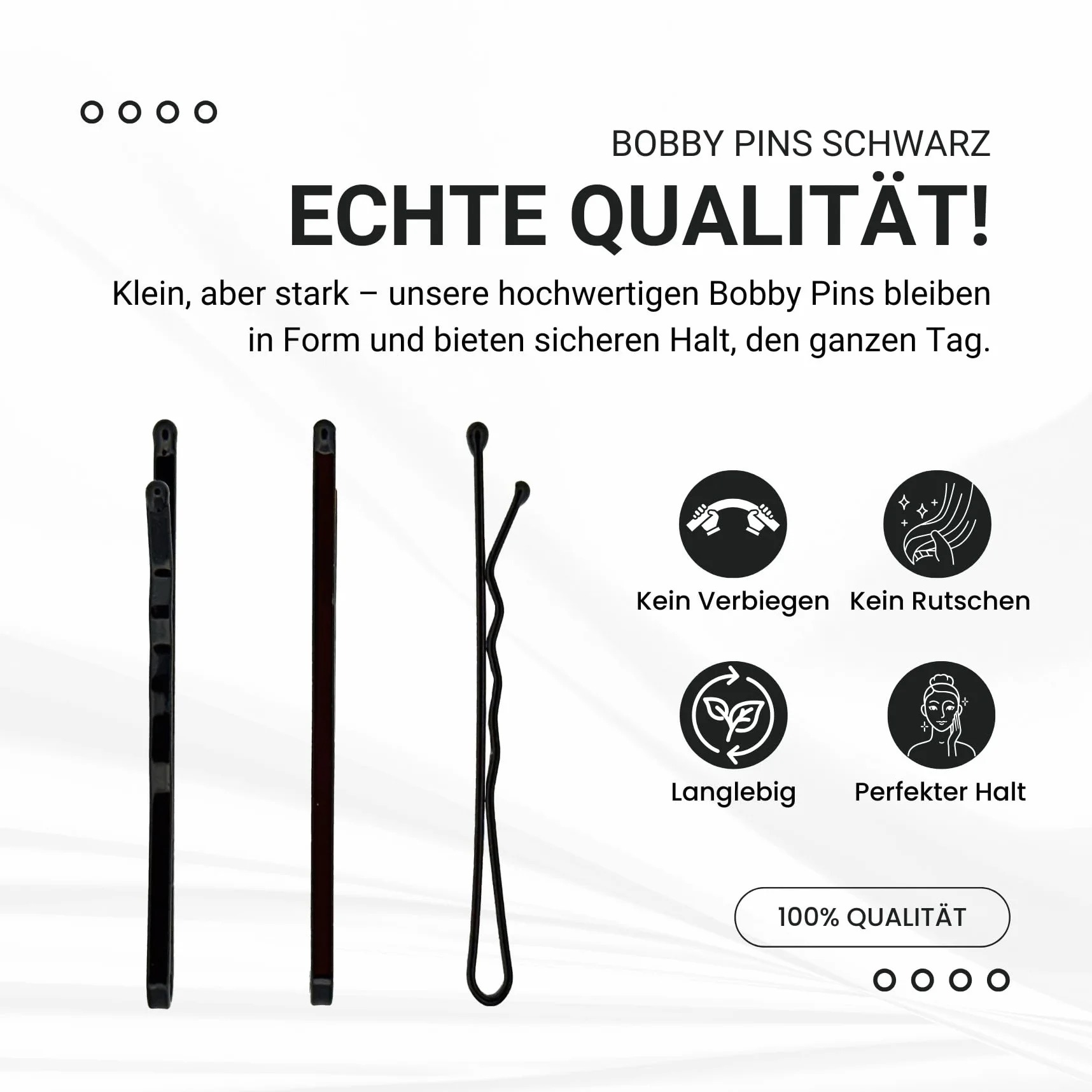 HAARallerliebst Bobby Pins 50 szt. czarne 5 cm spinki do włosów