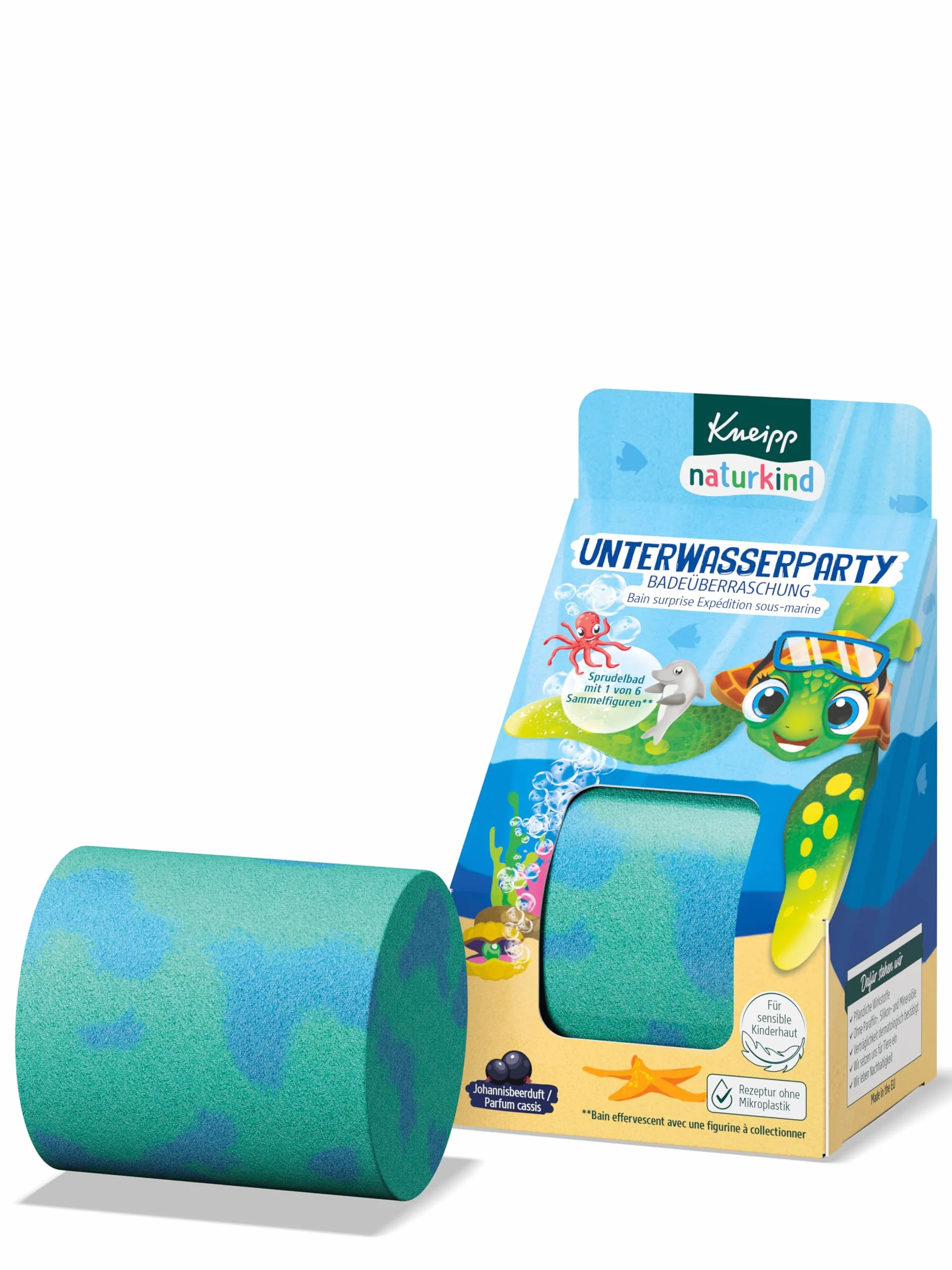 Kneipp naturkind kąpielowa niespodzianka na imprezę podwodną – bąbelkowa niespodzianka do kąpieli z figurką kolekcjonerską dla dzieci zabawka do wanny - zabawa w kąpieli kula kąpielowa o zapachu