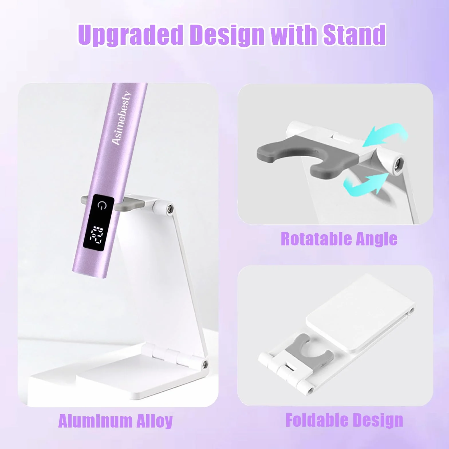 Mini Lampa UV LED do Paznokci ze Stojakiem 3 Tryby Timer USB Flash Cure Fiolet
