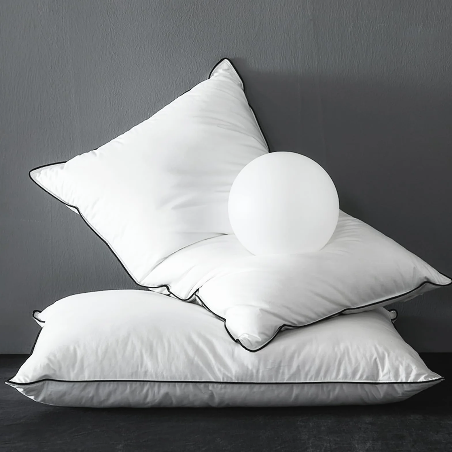 Zestaw 2 poduszek z puchu gęsiego 50 x 75, wysokiej jakości wypełnienie puchowe i puchowe, 100% organiczna tkanina bawełniana, ergonomiczne poduszki z 3 sypialniami do hotelu, poduszka na łóżko