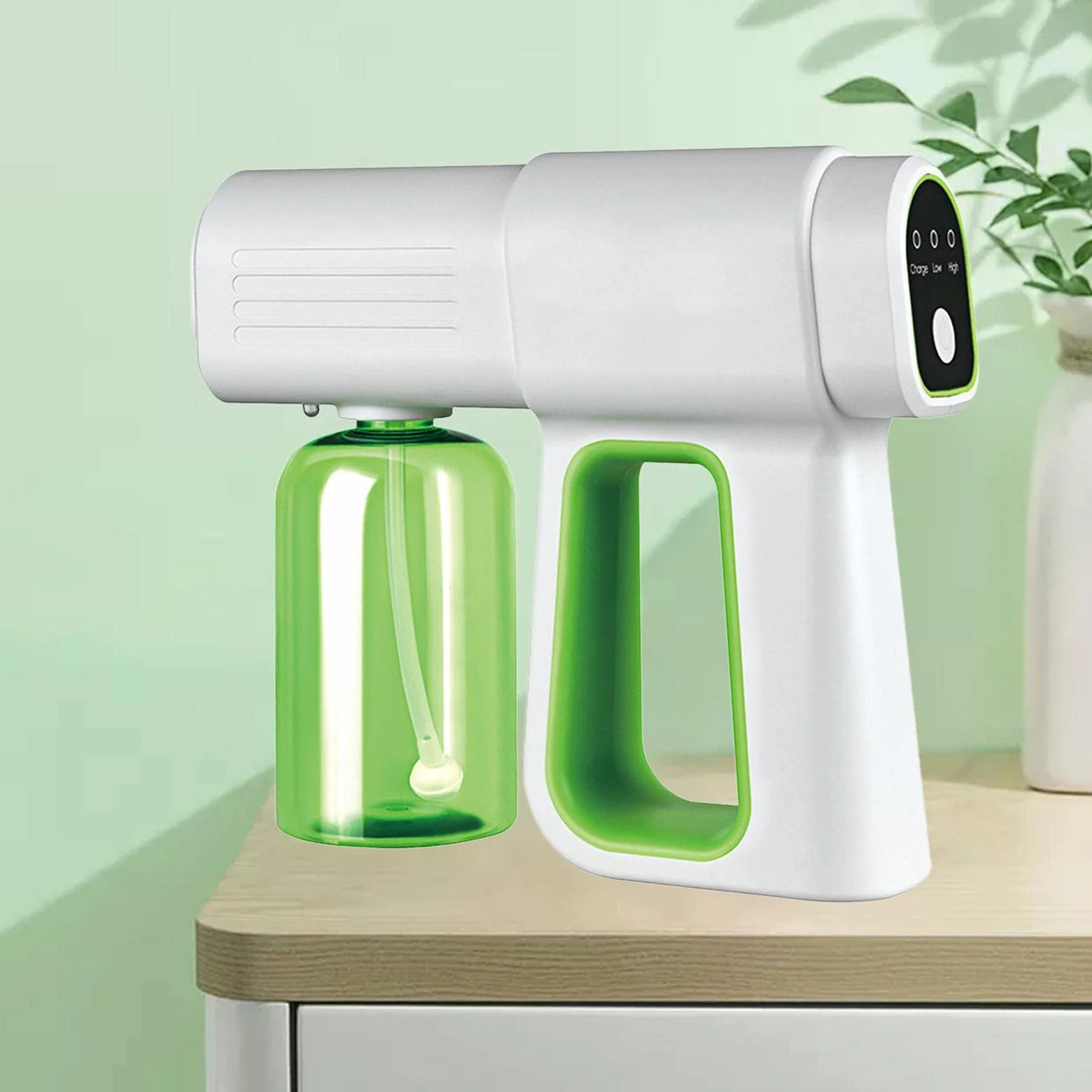 Nano pistolet parowy z ładowaniem USB z niebieskim | elektryczna zamgławiarka do domowego biura | 2600 mAh 380 ml - zielony