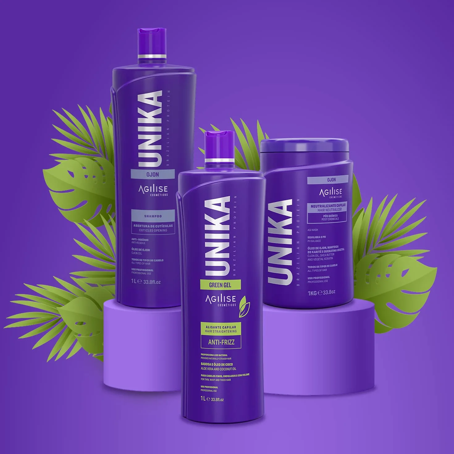Agilise | Unika Green Gel Hair Prostowanie | Anti-Frizz For Thin, Wavy And Thick Hair | 1000 ml